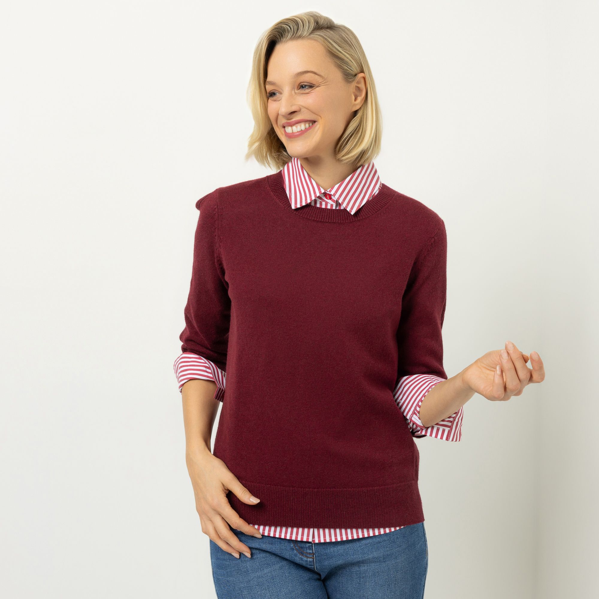 DAWID by Dawid Tomaszewski Pullover, 3/4-Arm Rippendetails figurumspielend