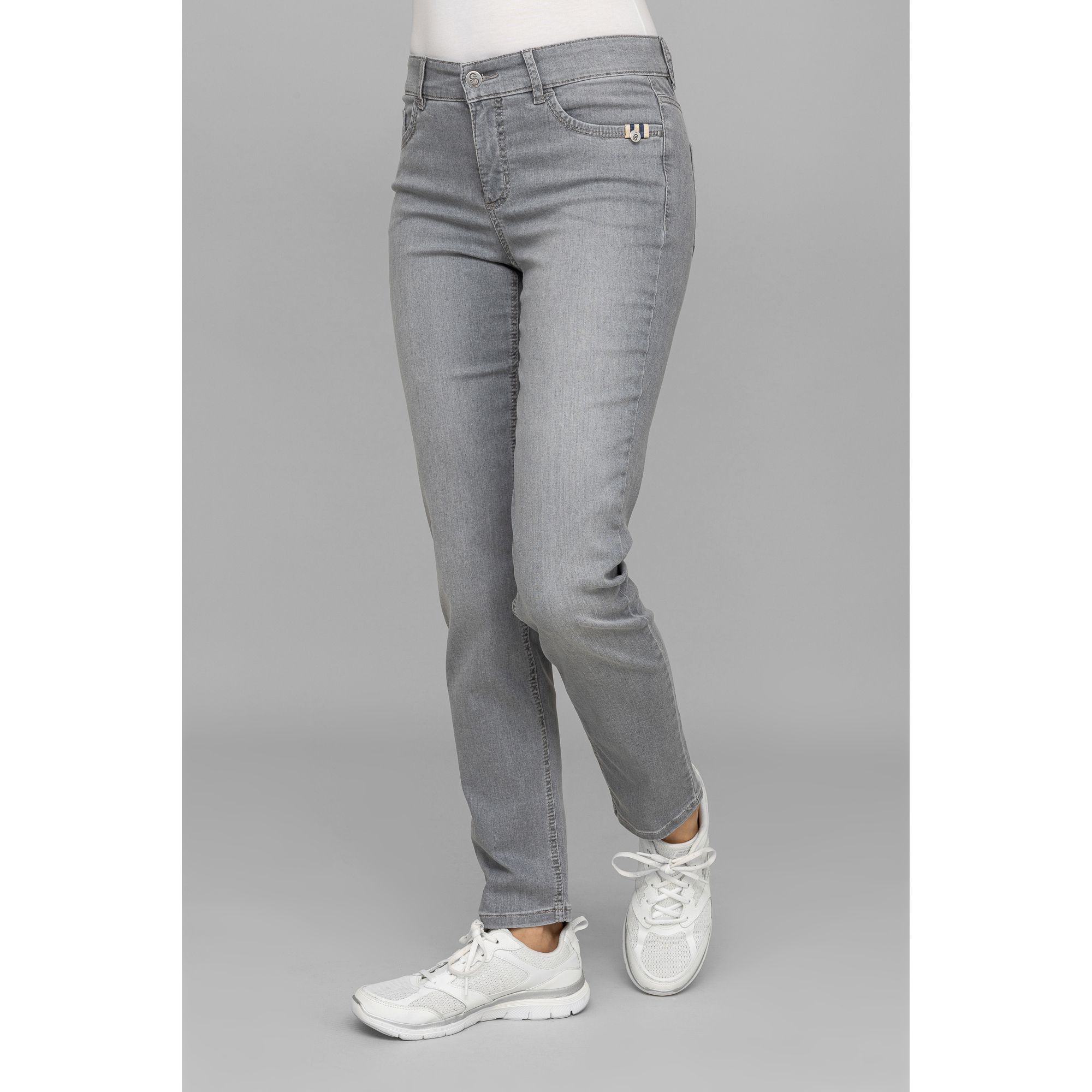 STRANDFEIN Jeanshose Sarah erhöhte Stickerei elastische Ware schmales Bein