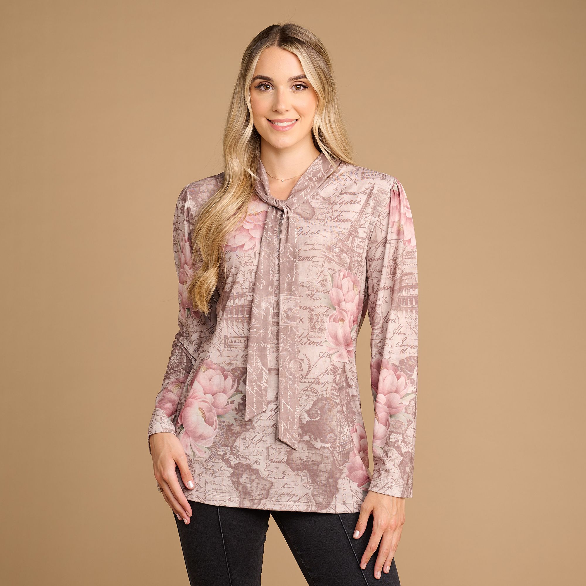 SCHIFFHAUER MUNICH® Shirt France V-Ausschnitt Schleife zum Binden figurumspielend