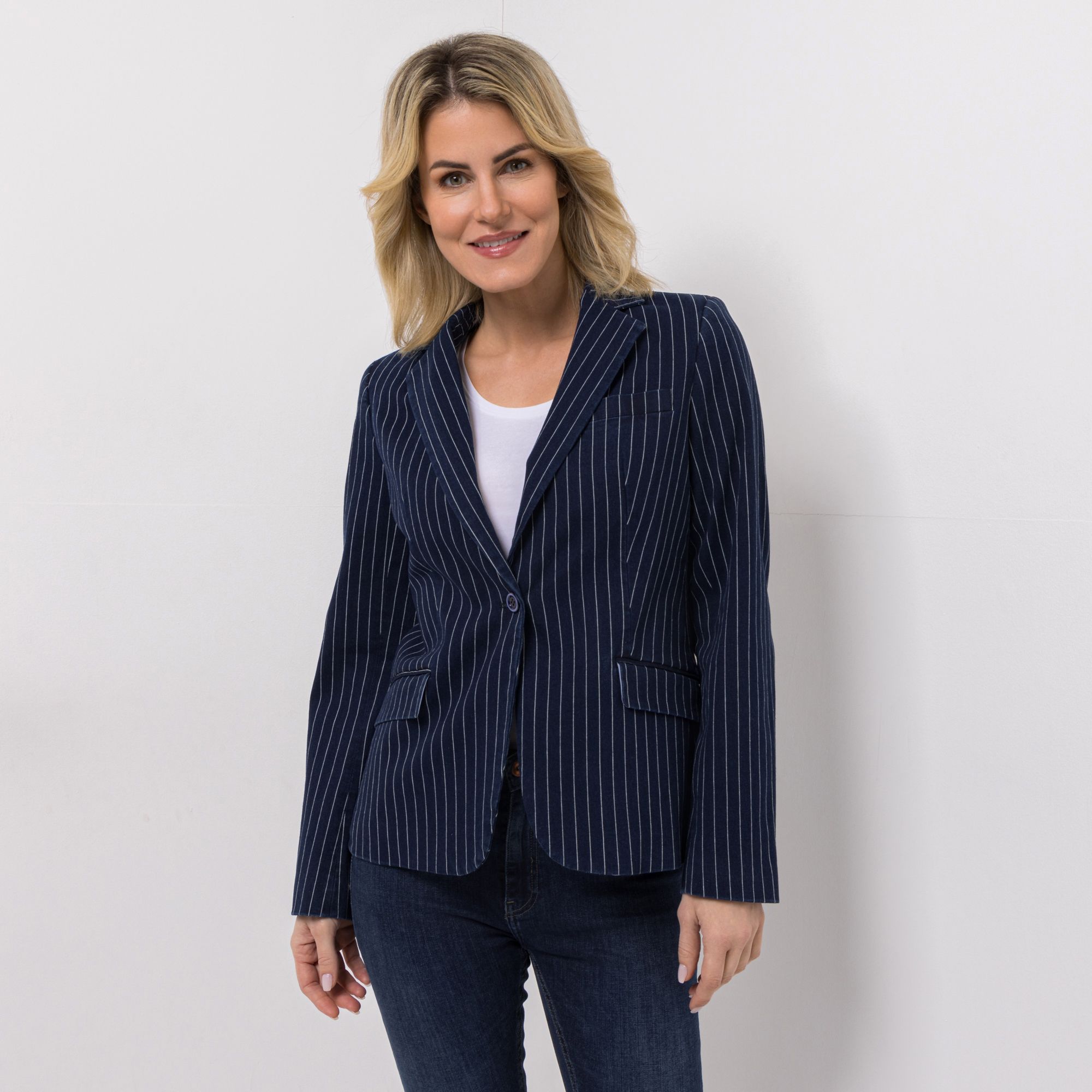 EVA LUTZ Blazer gestreift Reverskragen figurumspielend