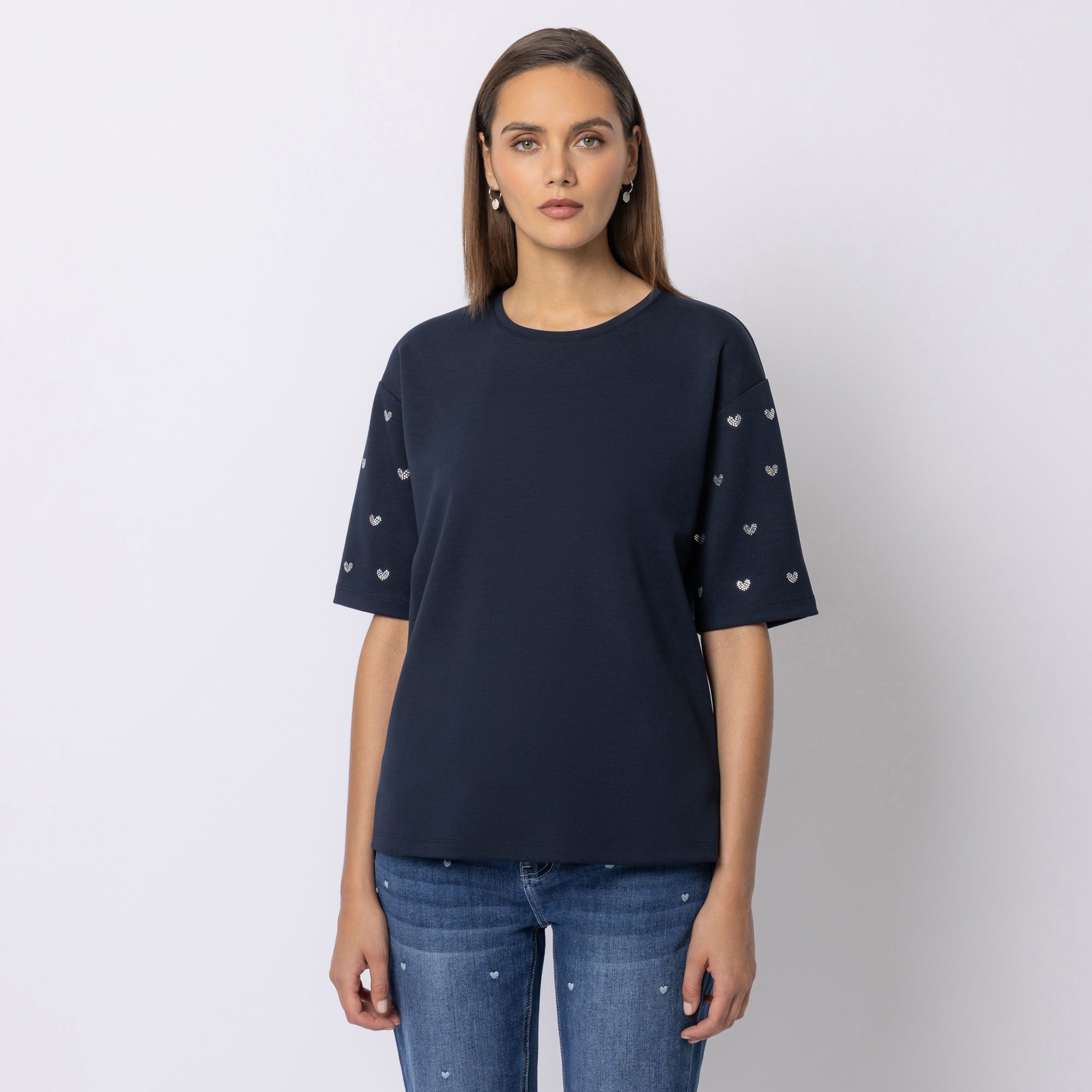 STEFFEN SCHRAUT Shirt, 1/2-Arm Herz-Motiv Seitenschlitze leger weit