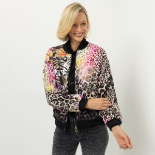 DINE 'N' DANCE Blousonjacke kleiner Stehkragen platzierter Druck leger
