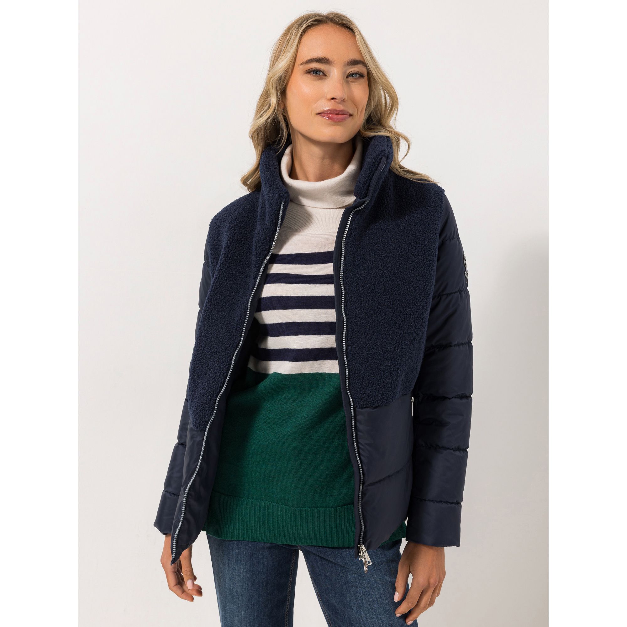 STRANDFEIN Steppjacke Teddy-Optik-Einsatz Länge 66cm figurumspielend