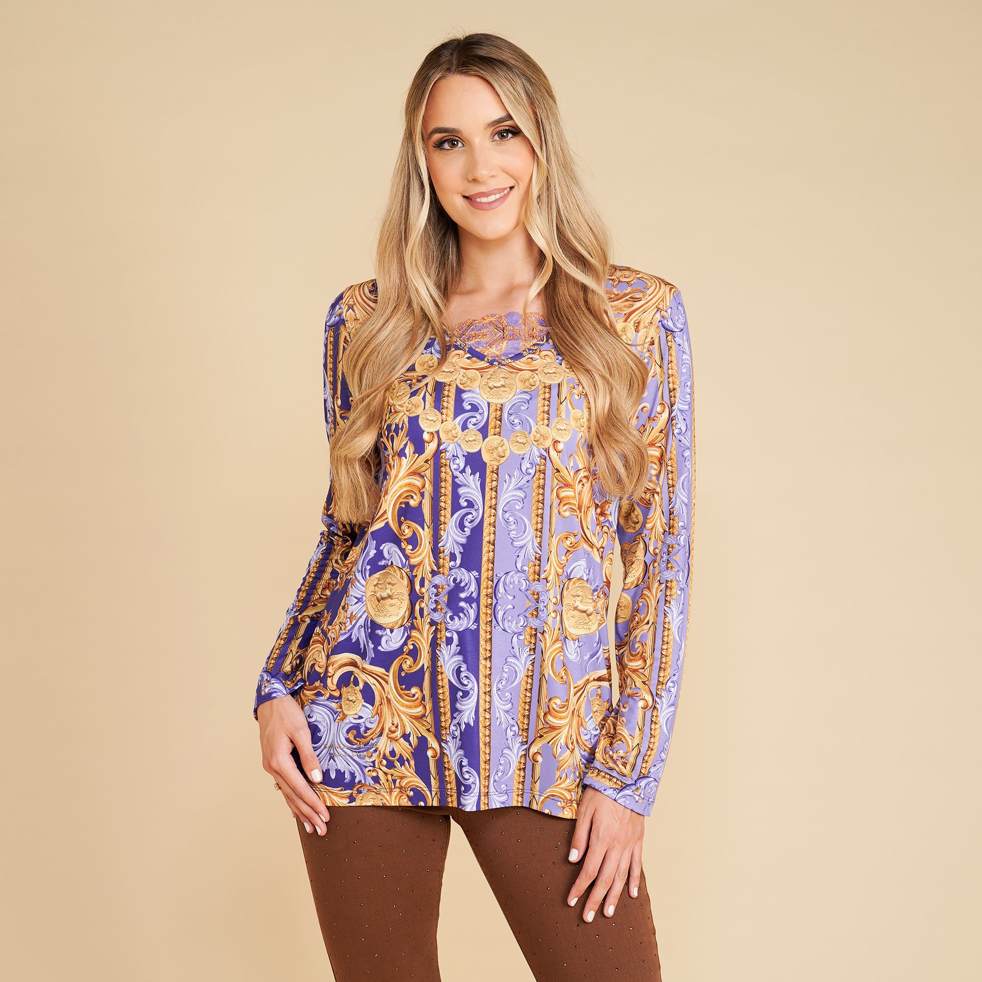 SCHIFFHAUER MUNICH® Shirt, 1/1 Arm Spitze am Ausschnitt V-Ausschnitt figurumspielend