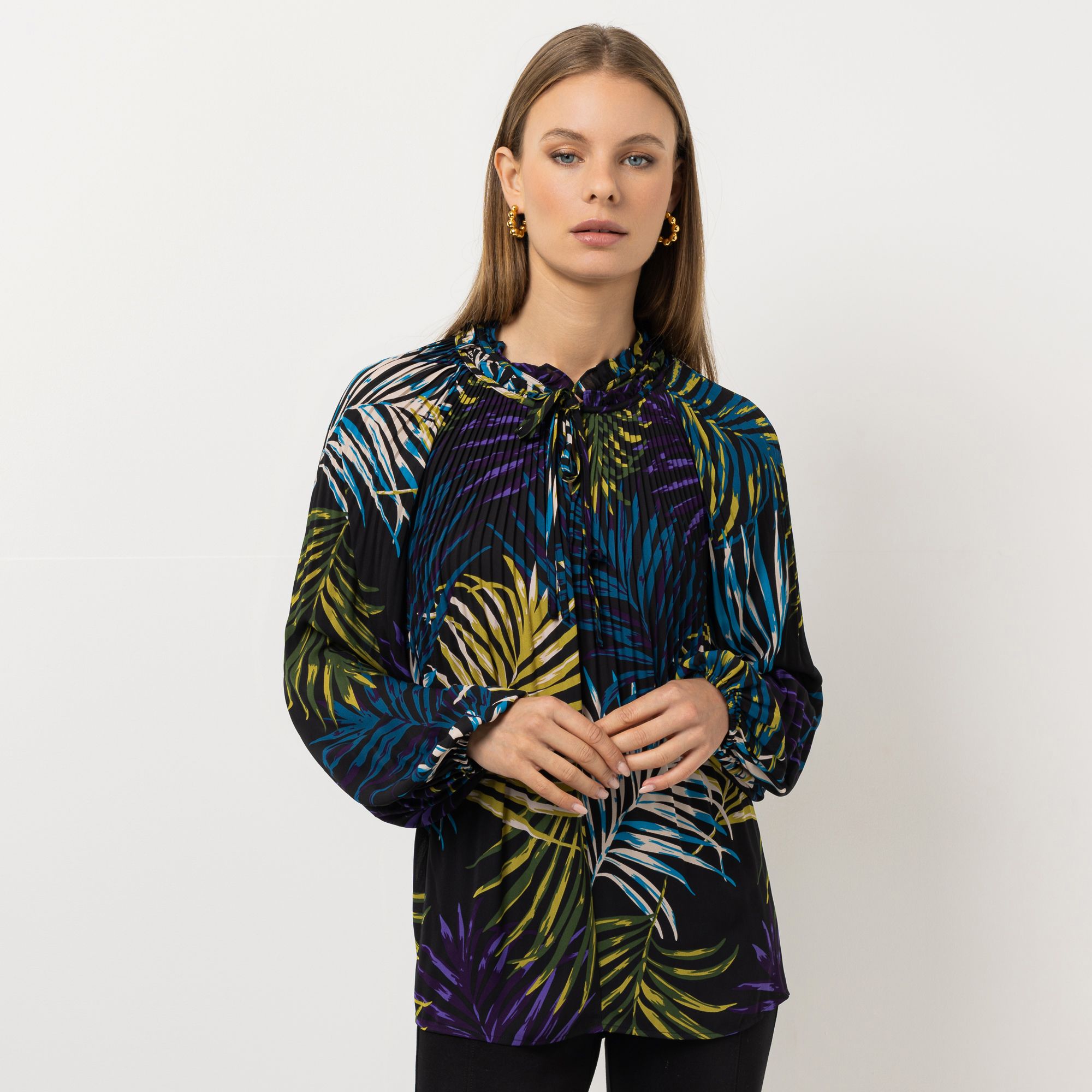 STEFFEN SCHRAUT Bluse Kragen mit Rüschen Plissée-Falten locker weite Form