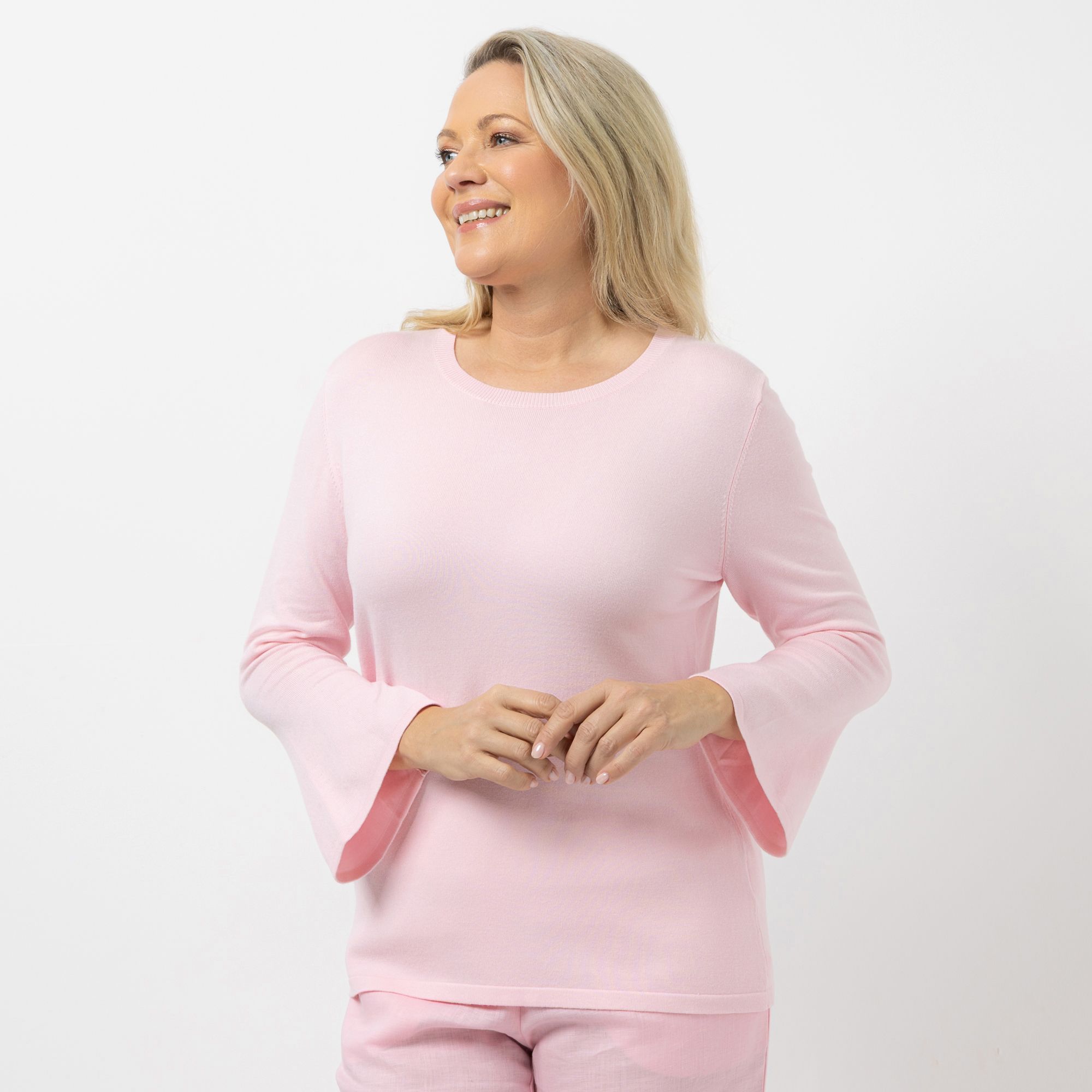 ANNA VON GRIESHEIM Pullover, 7/8-Arm Viskose-Mischung Trompetenärmel figurumspielend