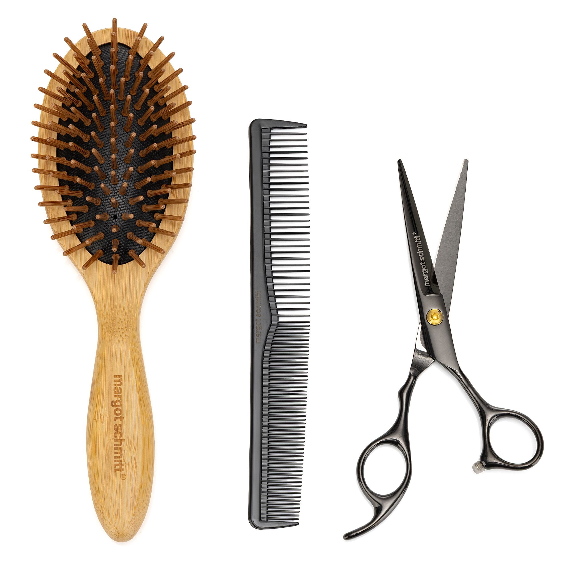 MARGOT SCHMITT® Profi Haarschneide Set mit Schere, Frisierkamm, Etui u. Pneumassagebürste