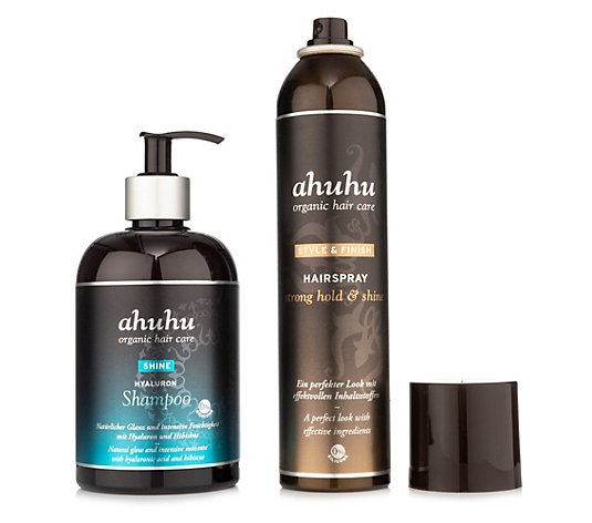 ahuhu organic hair care Shine Hyaluron Shampoo 500ml Hairspray stark 300ml