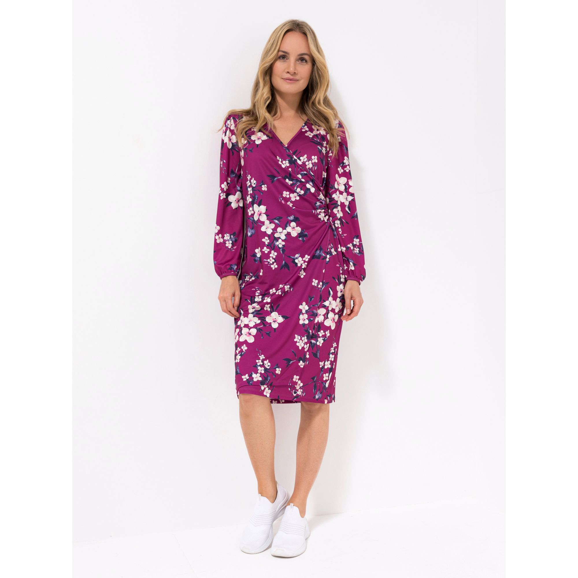 KIM & CO. Kleid, 1/1-Arm Brazil Knit Jersey Wickel-Optik knieumspielend