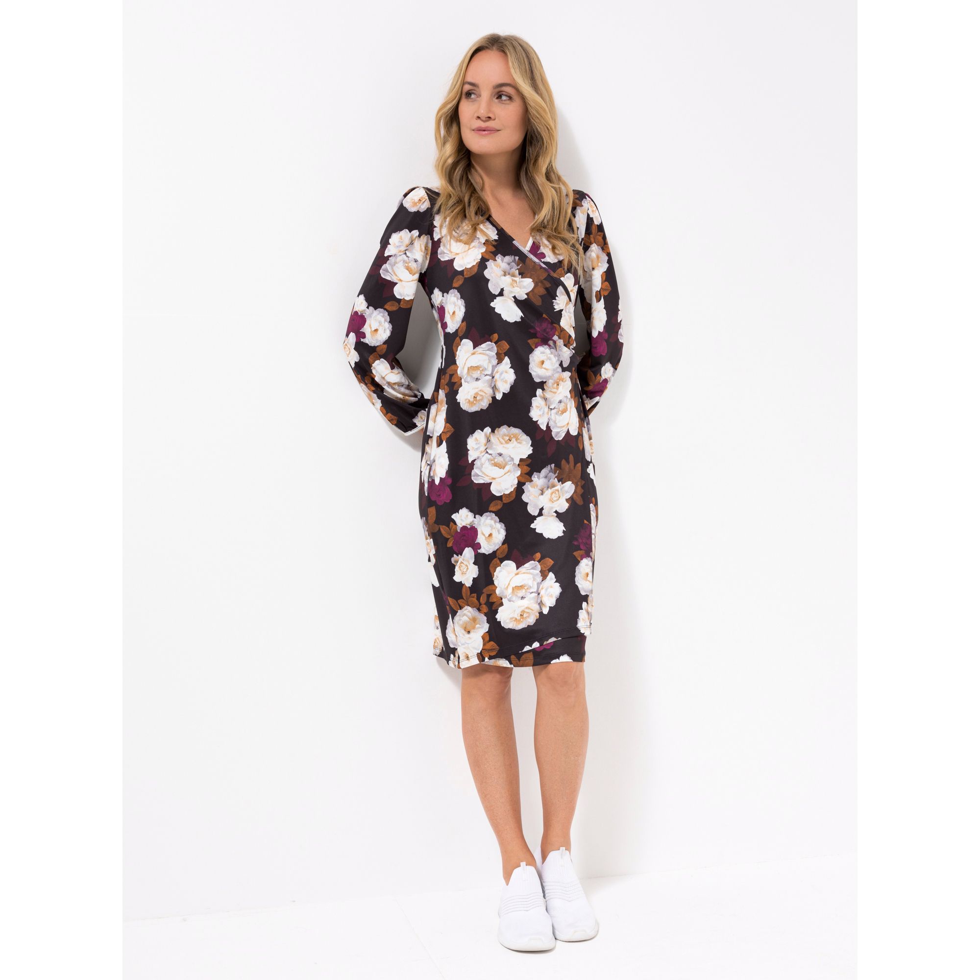 KIM & CO. Kleid, 1/1-Arm Brazil Knit Jersey Wickel-Optik knieumspielend