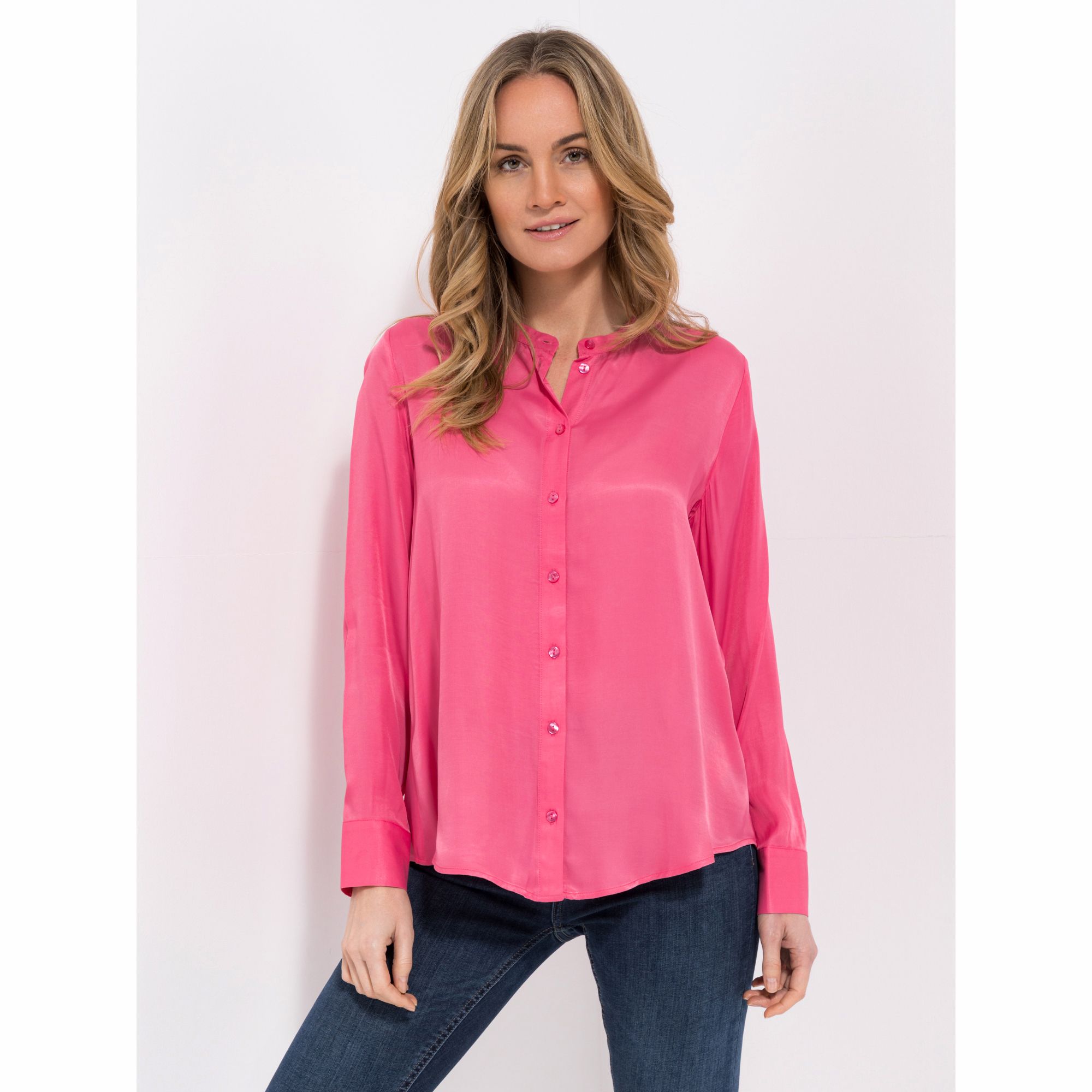 DINE 'N' DANCE Bluse, 1/1-Arm Stehkragen Knopfleiste leger weit