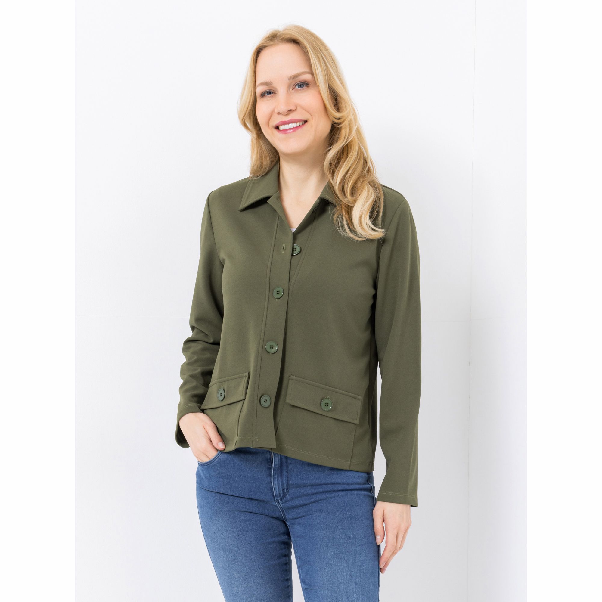KIM & CO. Blazer-Jacke Ponti Crepe Jersey Knopfleiste figurumspielend