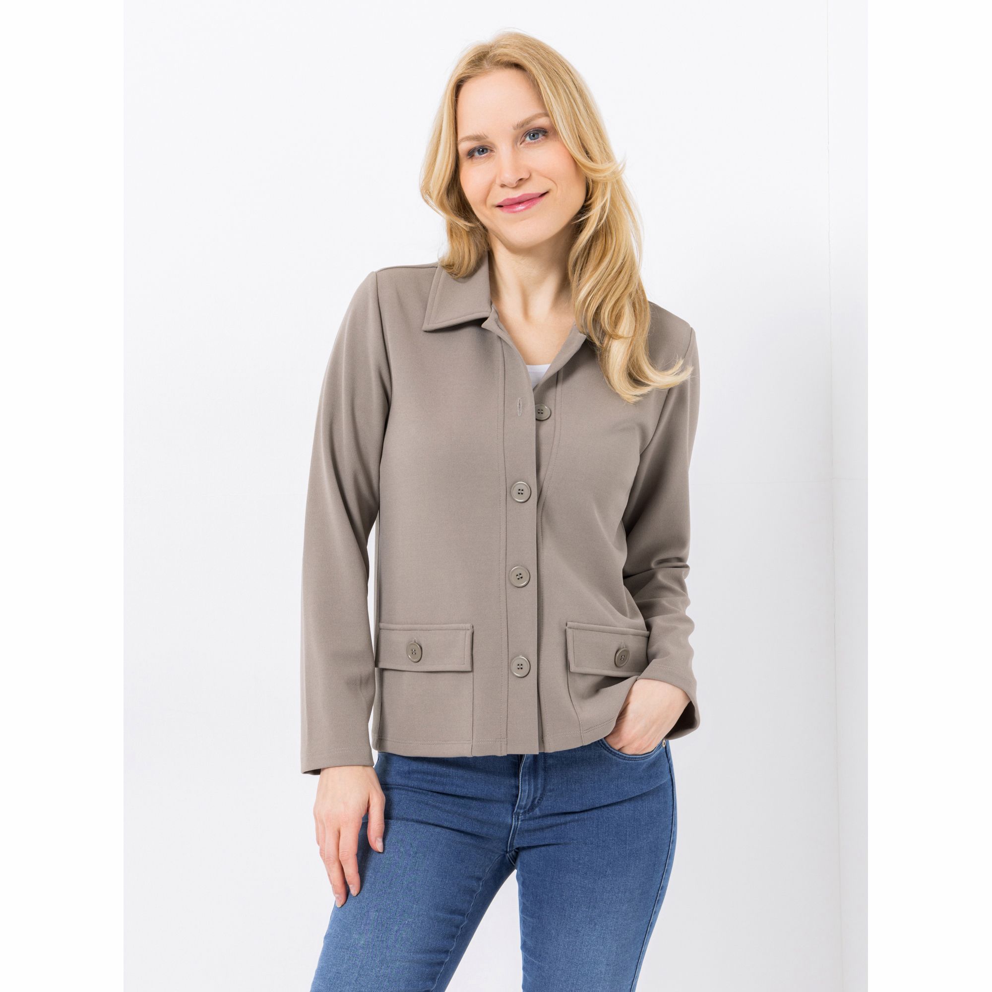 KIM & CO. Blazer-Jacke Ponti Crepe Jersey Knopfleiste figurumspielend