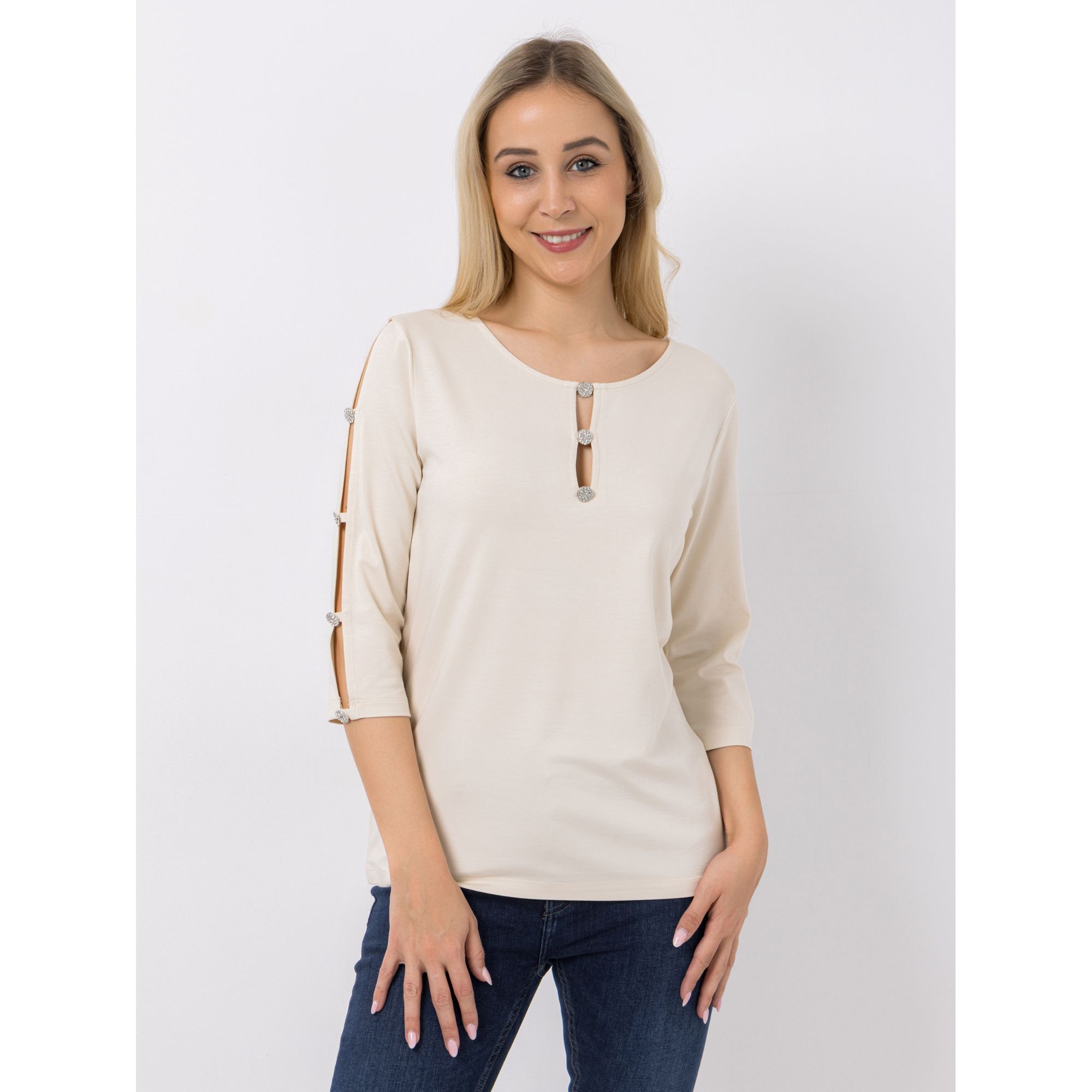 KILIAN KERNER SENSES Shirt, 3/4-Arm Schmuckknöpfe OEKO-TEX®Standard 100 figurumspielend