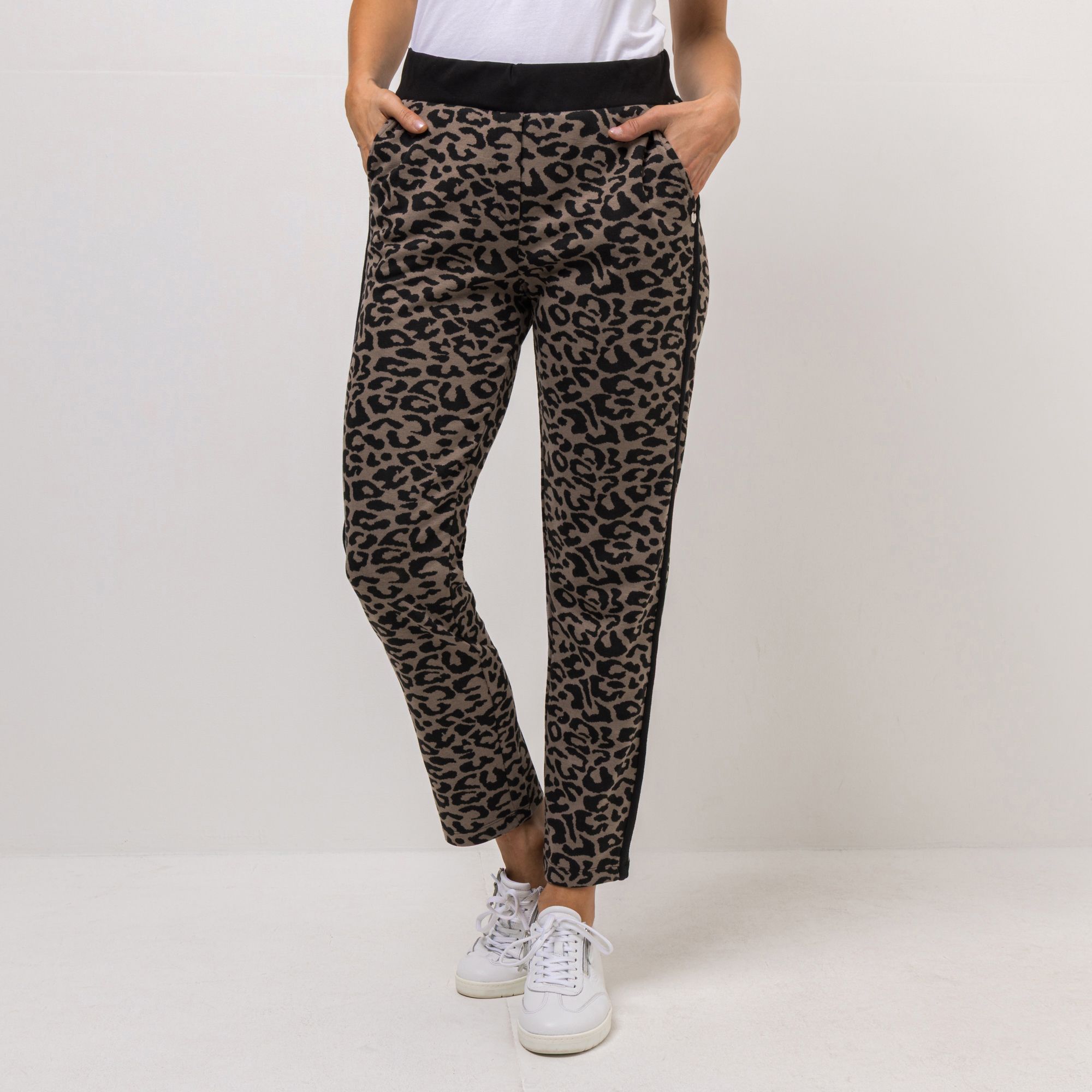 EVA LUTZ Hose, knöchellang Rundumdehnbund Jacquard-Muster konisches Bein