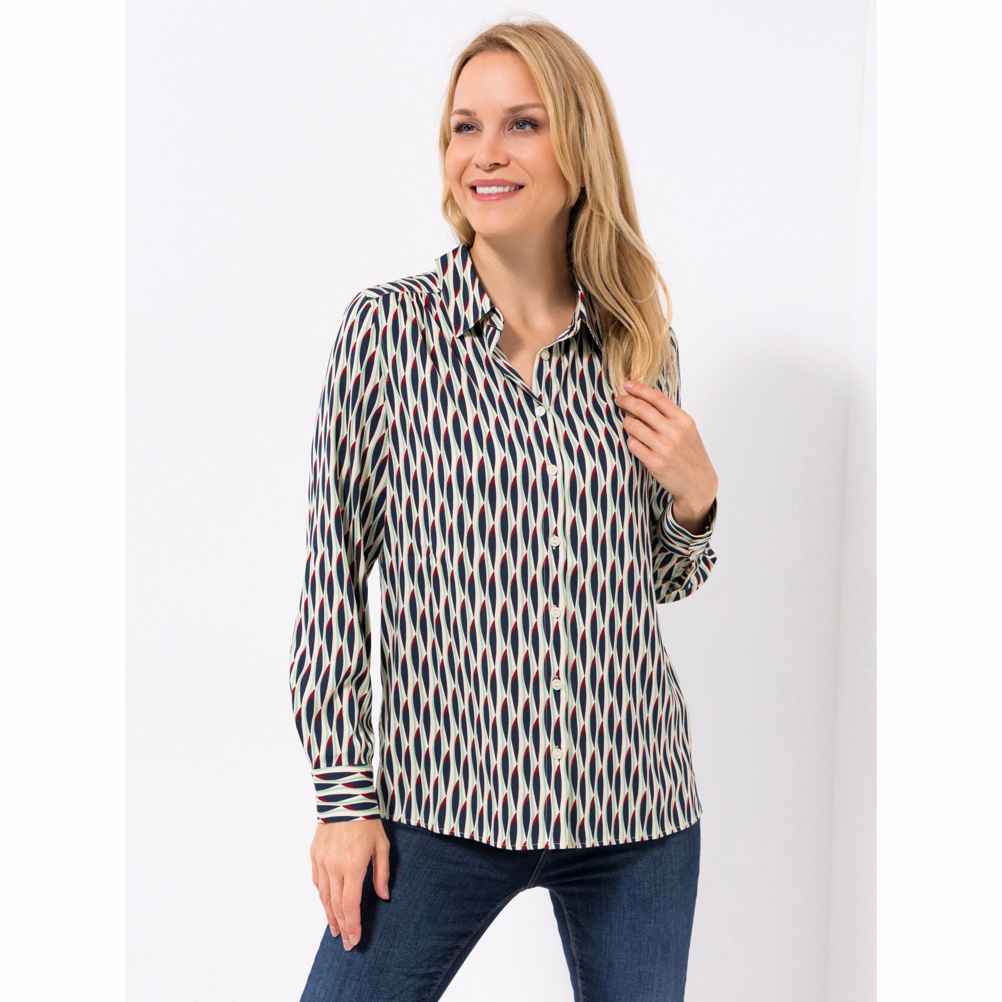 EVA LUTZ Bluse Luzie, 1/1-Arm Kragen Knopfleiste leger weit