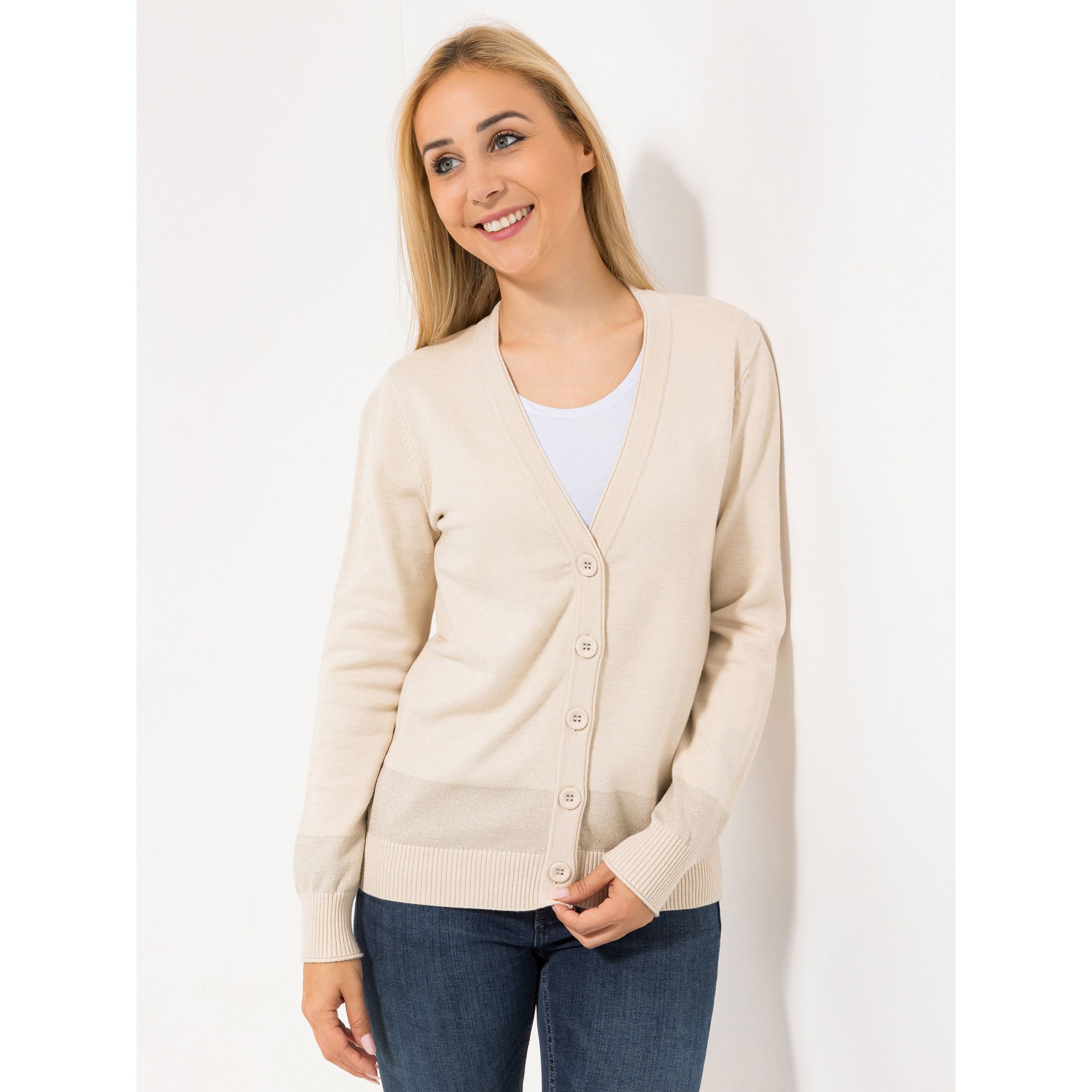 DAWID by Dawid Tomaszewski Cardigan, 1/1-Arm Glanzgarn-Details figurumspielend