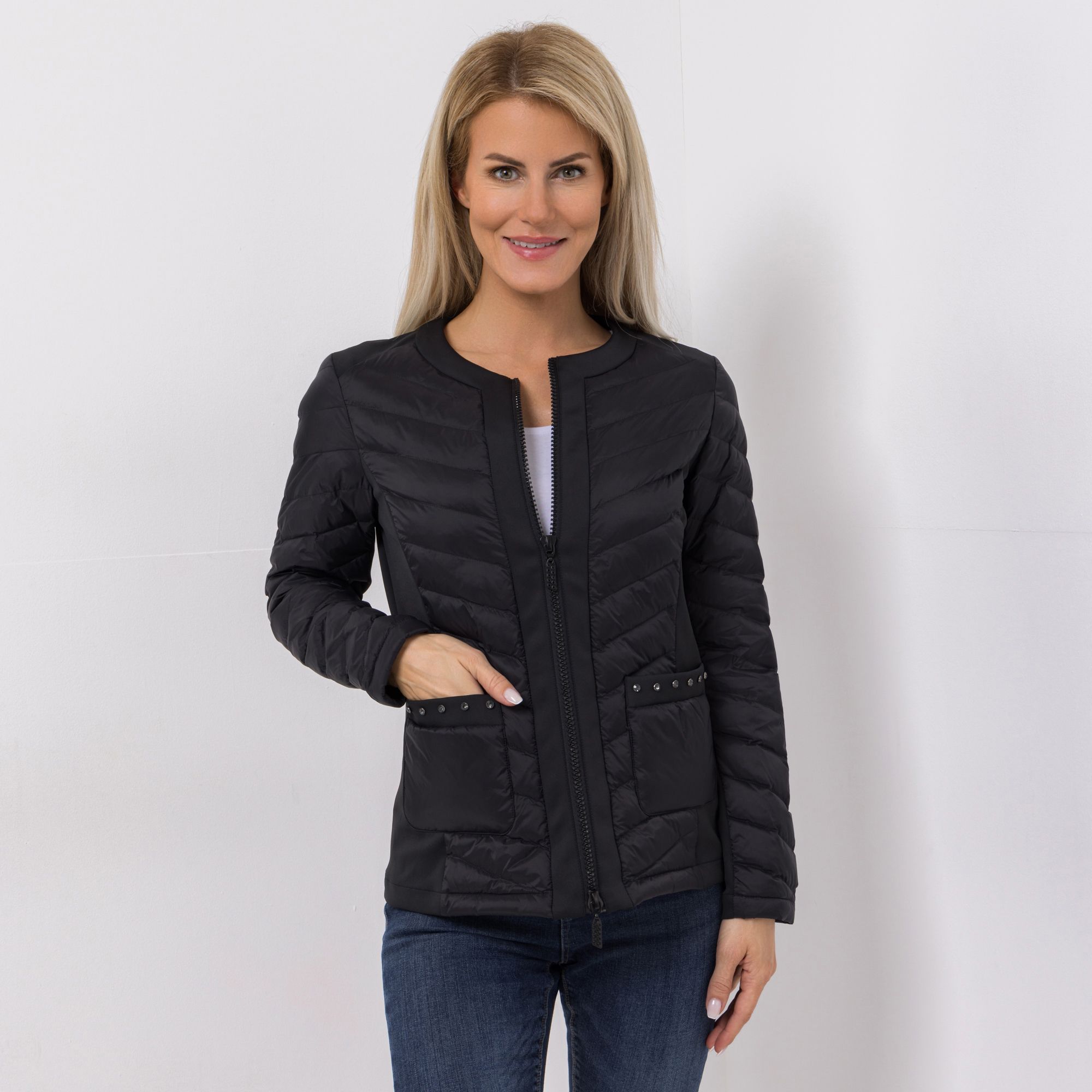 DINE 'N' DANCE Steppjacke 2-Wege-Zipper Schmucksteine figurumspielend