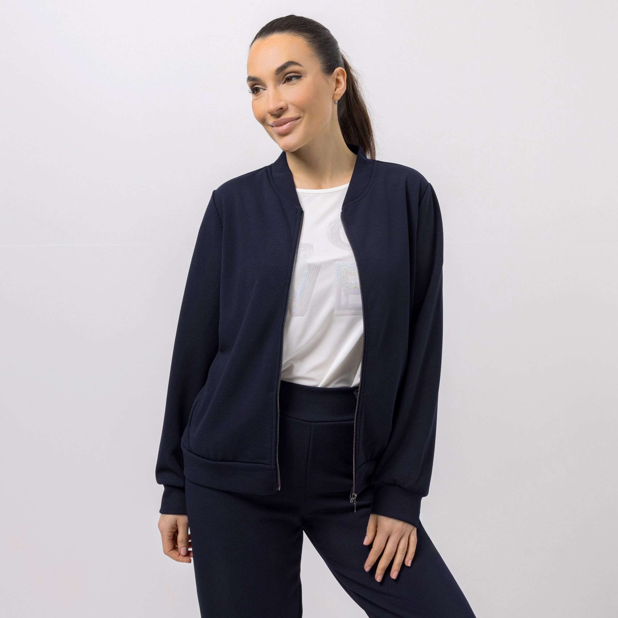 KIM & CO. Blouson-Jacke Ponti Crepe Jersey Reißverschluss figurumspielend