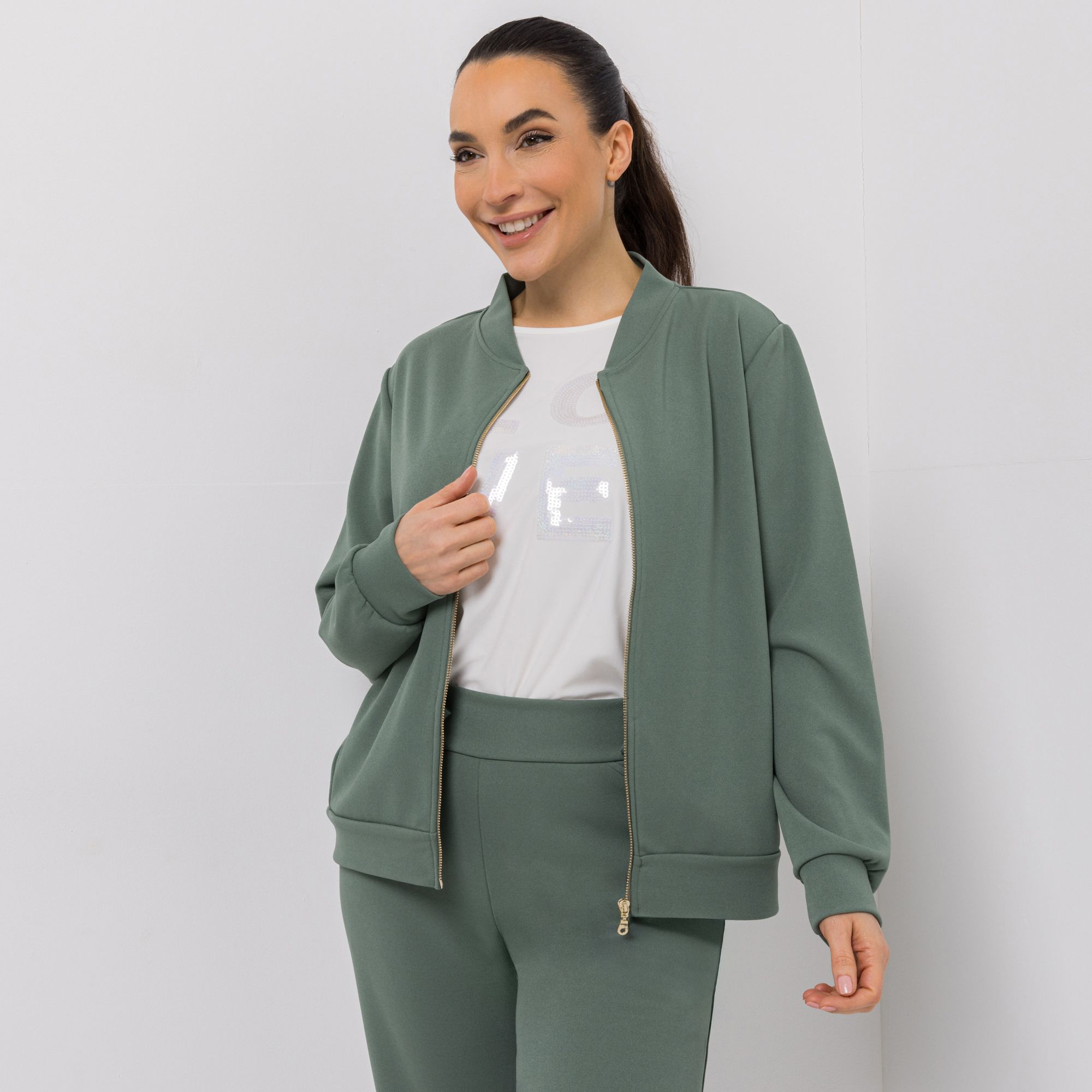 KIM & CO. Blouson-Jacke Ponti Crepe Jersey Reißverschluss figurumspielend