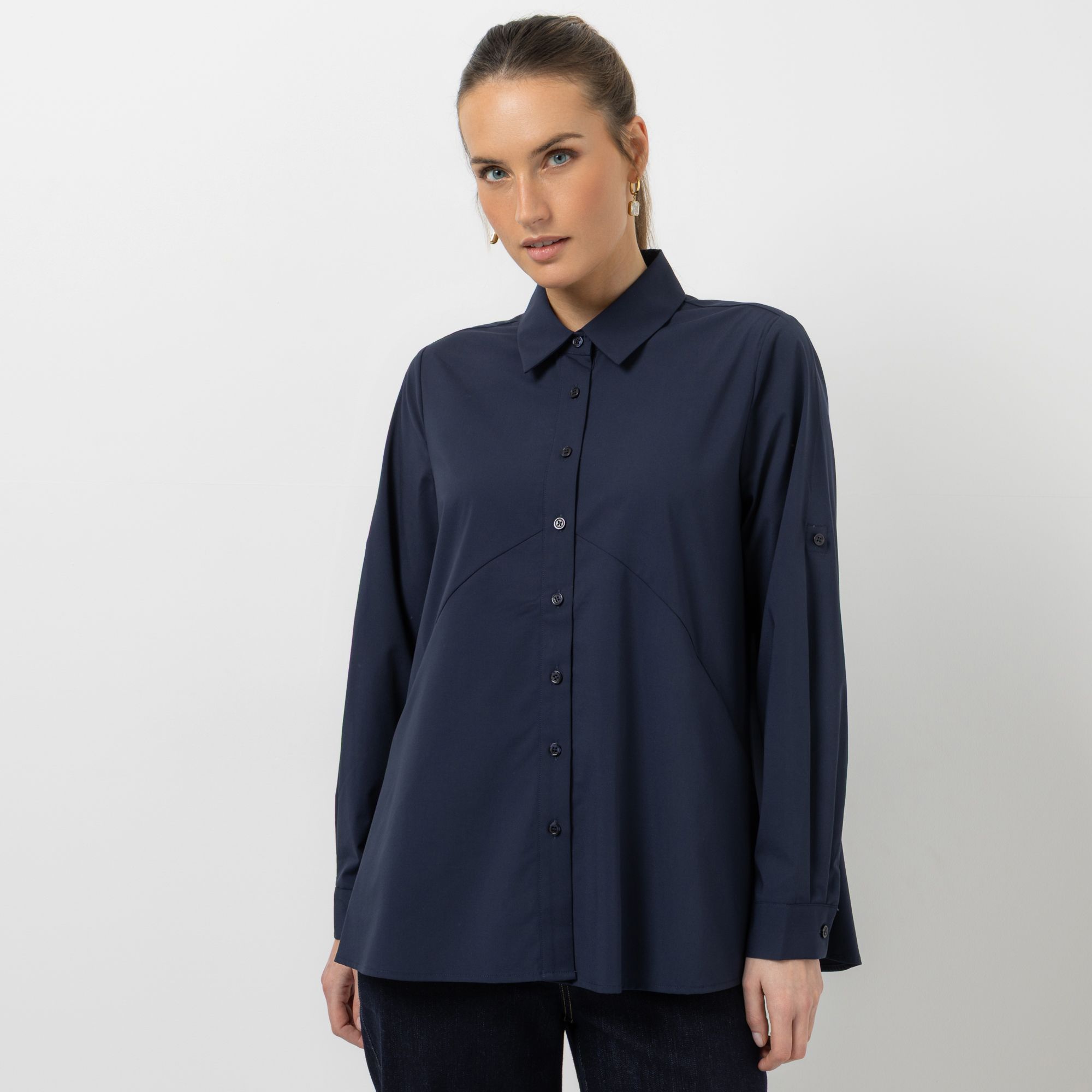 STEFFEN SCHRAUT Bluse, langarm Armriegel mit Knopf schräge Nahttaschen leger weit