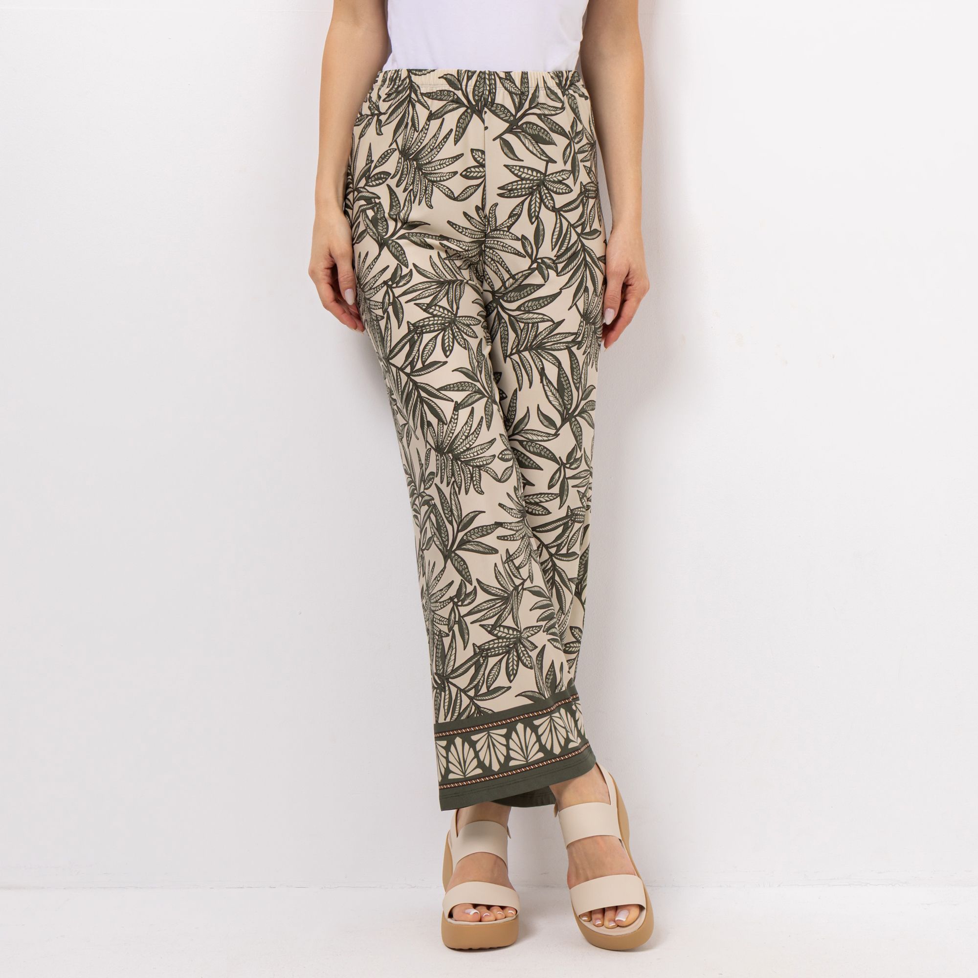 KIM & CO. Hose, 7/8 Länge Brazil Knit Jersey Bordüren-Druck weiter Beinverlauf