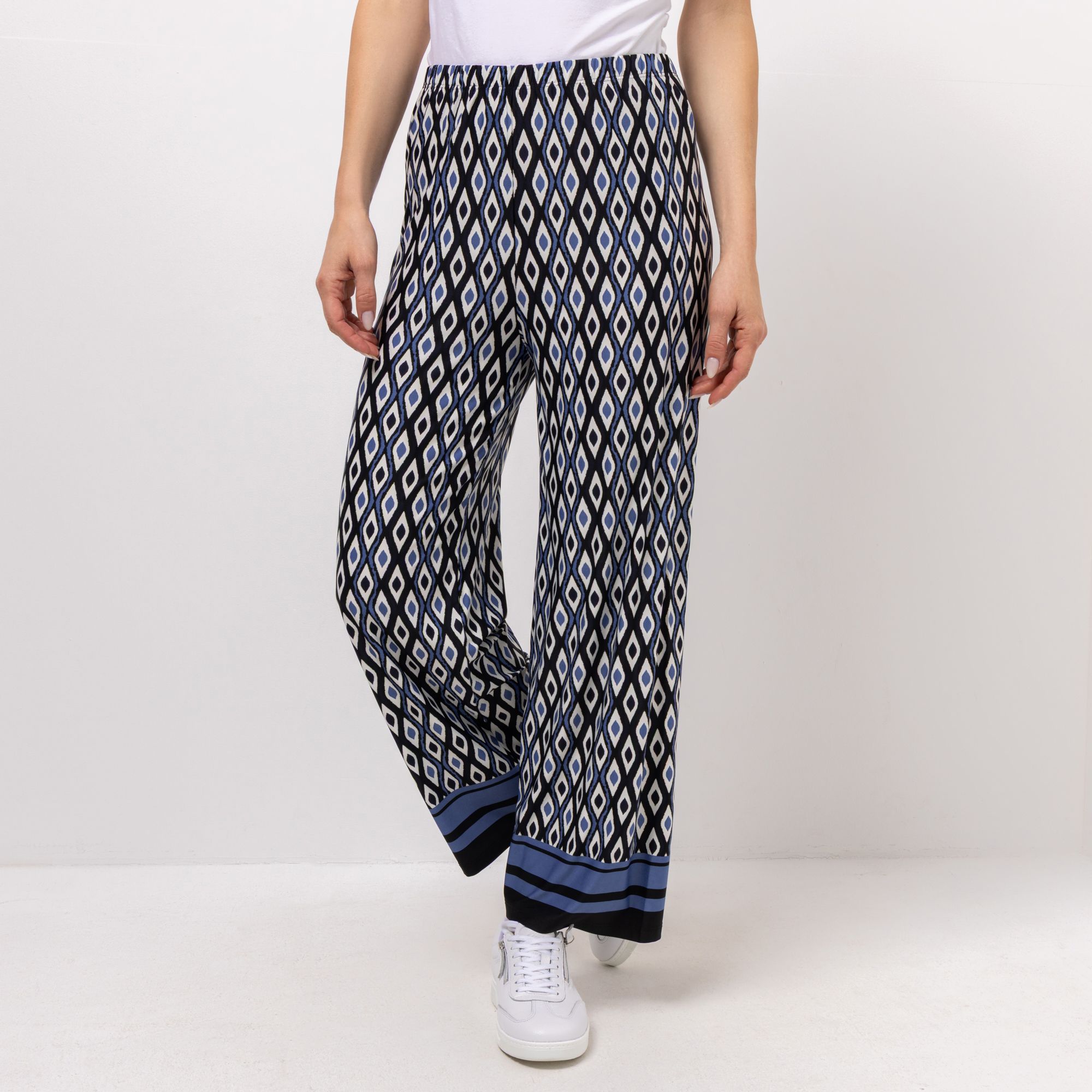 KIM & CO. Hose, 7/8 Länge Brazil Knit Jersey Bordüren-Druck weiter Beinverlauf