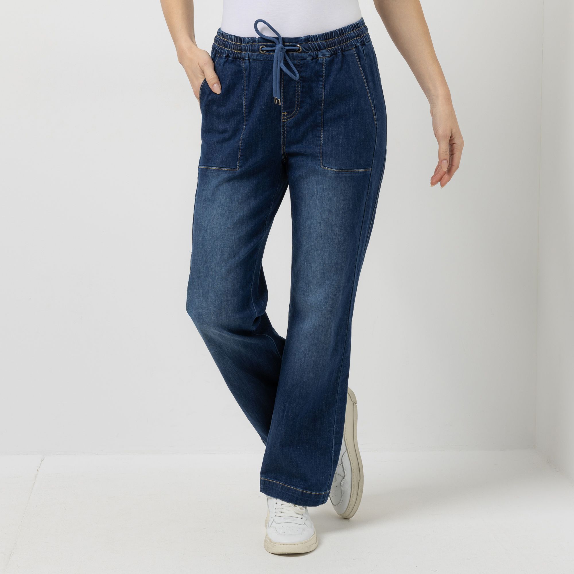 DINE 'N' DANCE Jeanshose Rundumdehnbund knöchellang gerades Bein