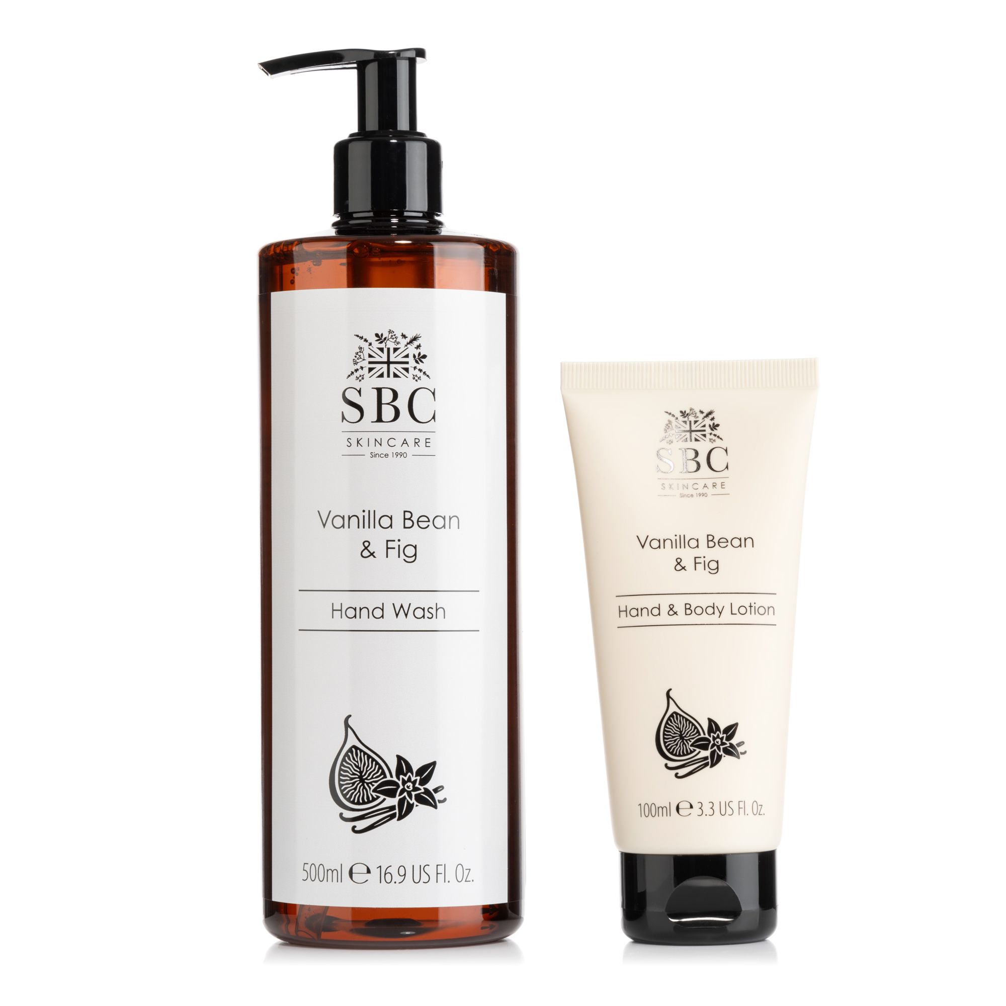 SBC Vanilla Bean & Fig Handwash 500ml, Handcream 100ml