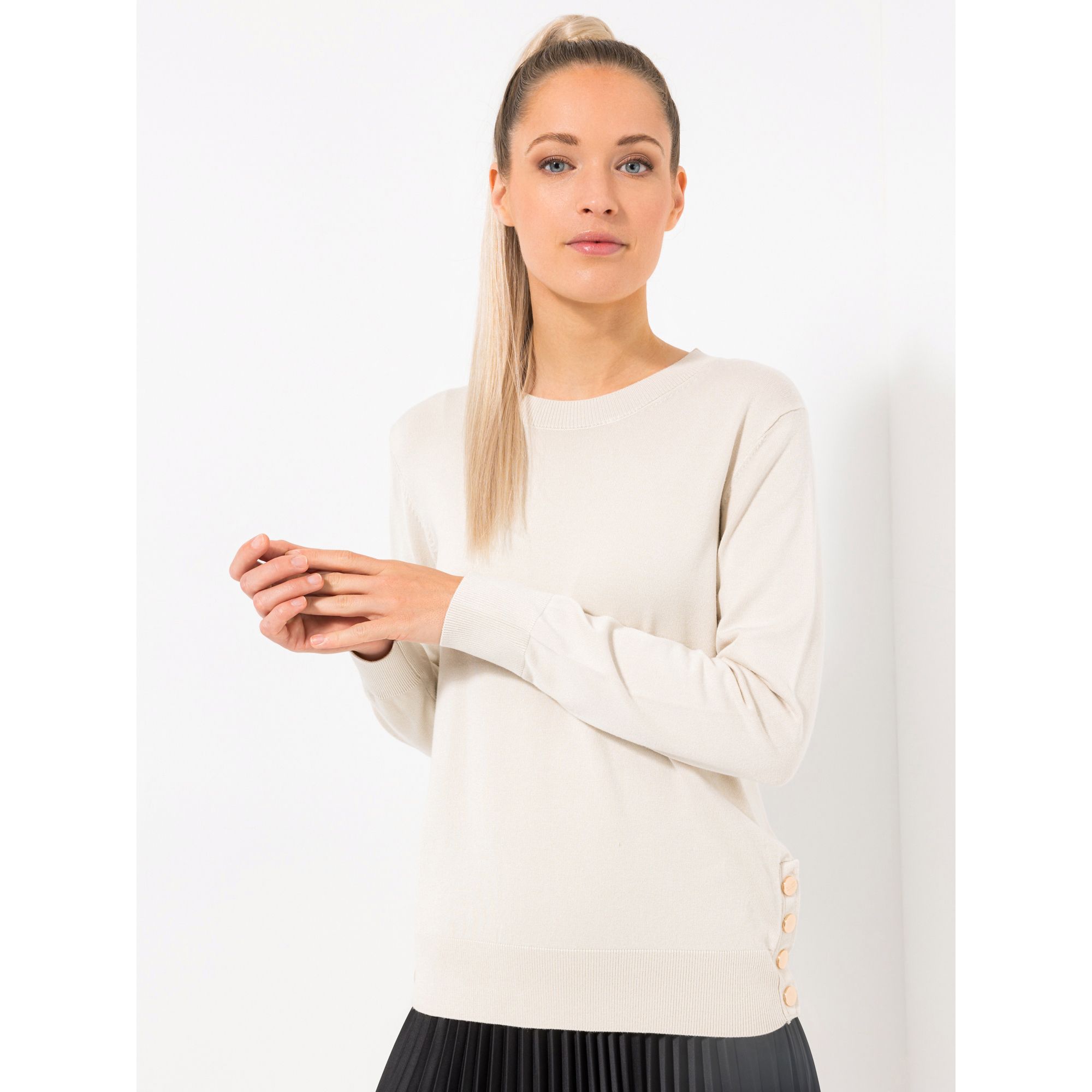 STEFFEN SCHRAUT Pullover Lille Feinstrick Zier-Knöpfe figurbetont