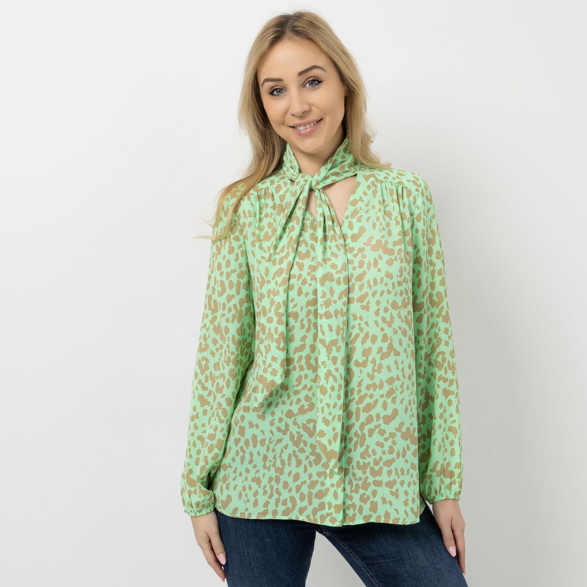 EVA LUTZ Bluse mit Schluppe Knopfleiste leger weit