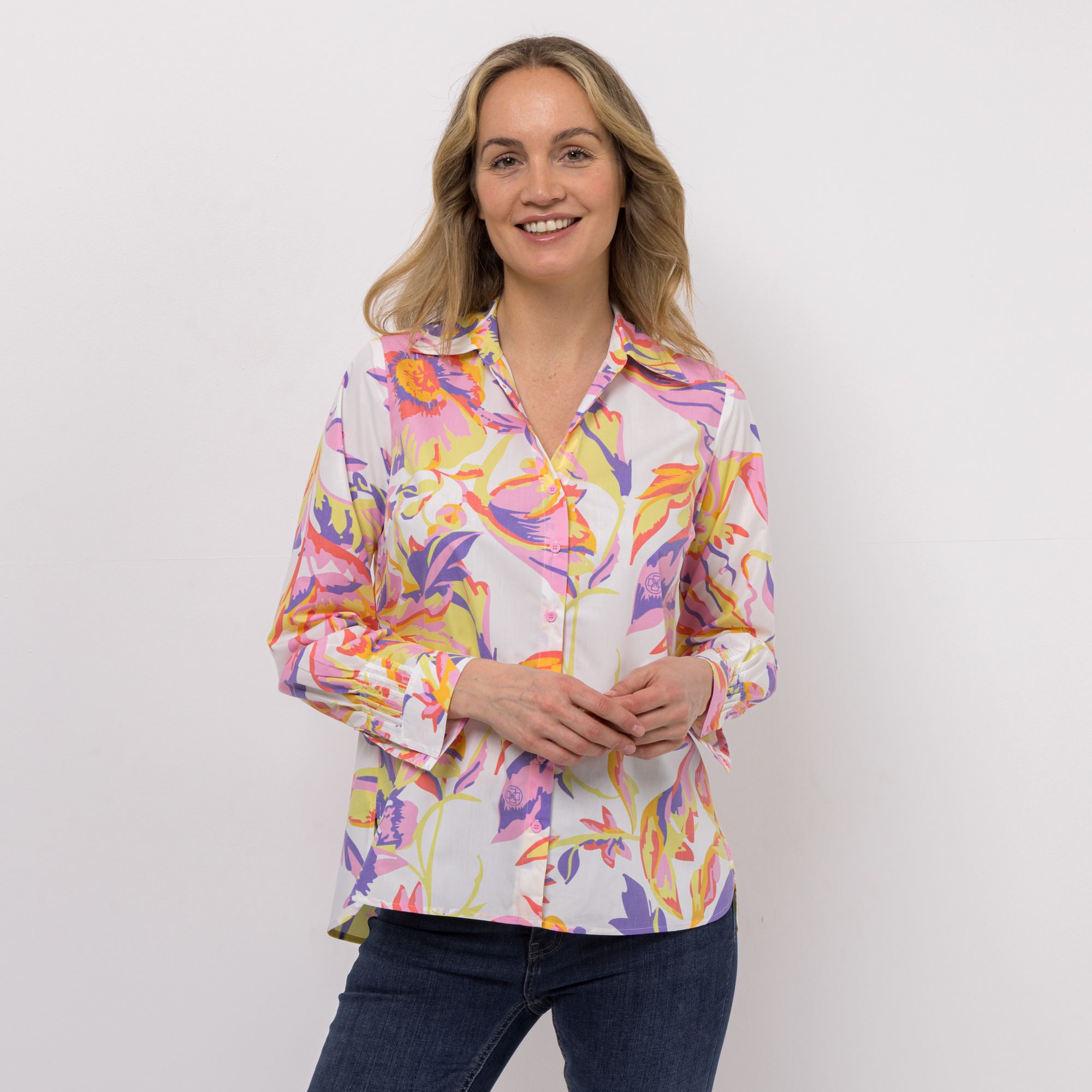 DAWID by Dawid Tomaszewski Bluse mit Manschette Knopfleiste leger weit