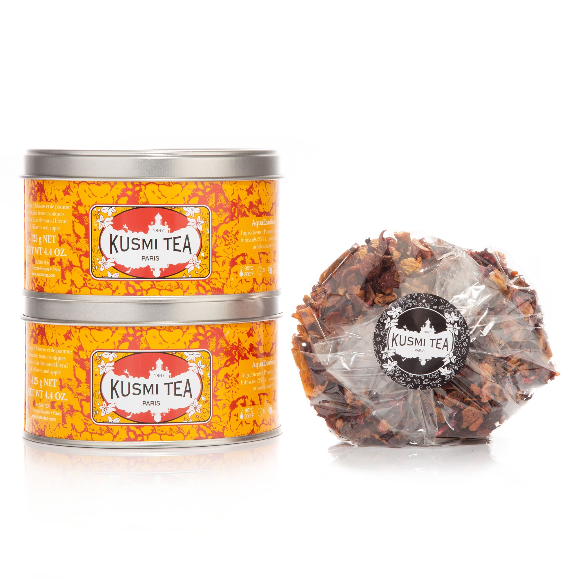 KUSMI TEA AquaExotica Früchtetee Apfel & Hibiskus 2x 125g QVC.de