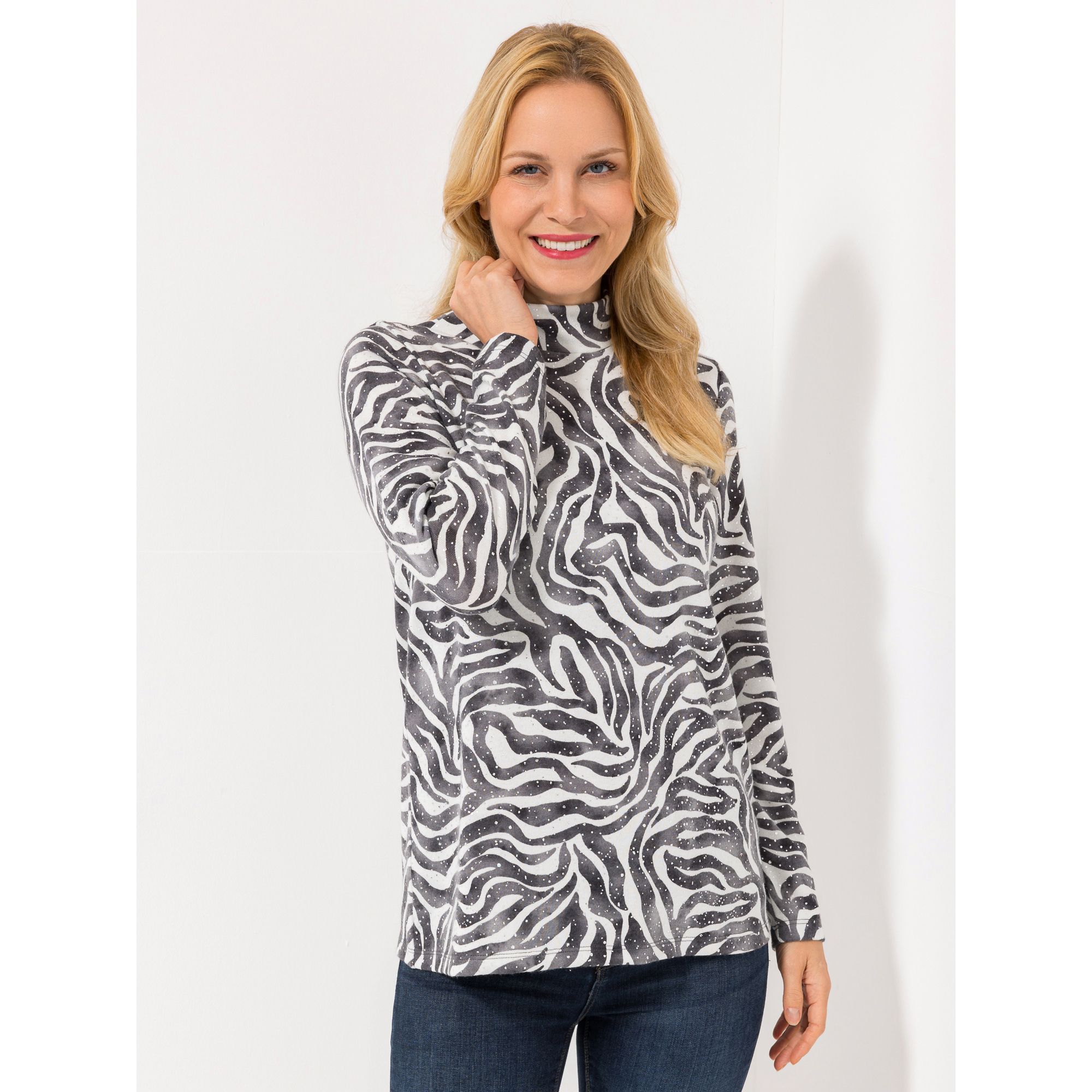 KIM & CO. Shirt, Langarm Soft Touch Jersey Folien-Druck figurumspielend