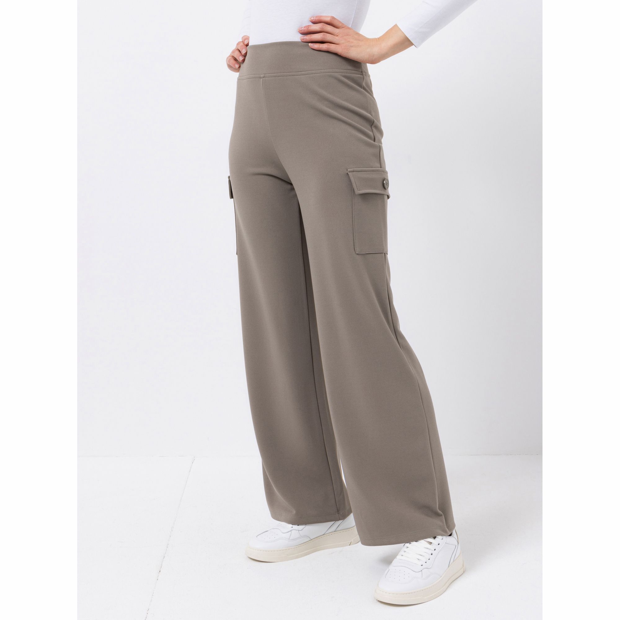 KIM & CO. Hose, lange Form Ponti Crepe Jersey 2 Cargotaschen weites Bein