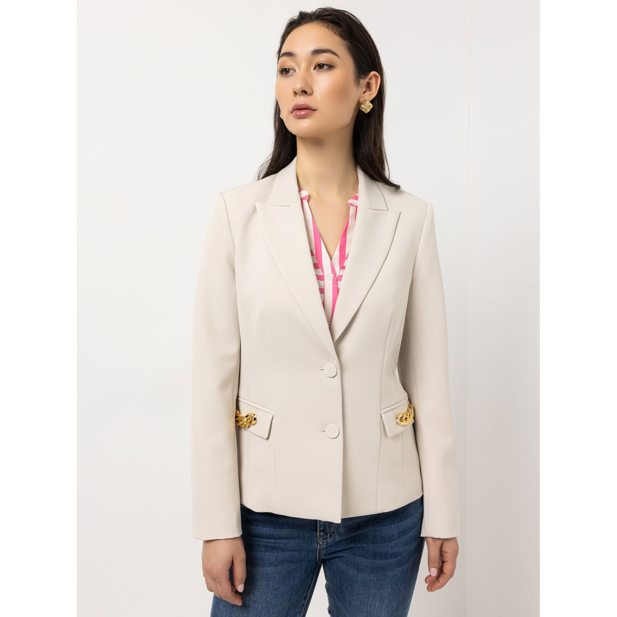 STEFFEN SCHRAUT Blazer Kettendetail bedrucktes Futter figurbetont