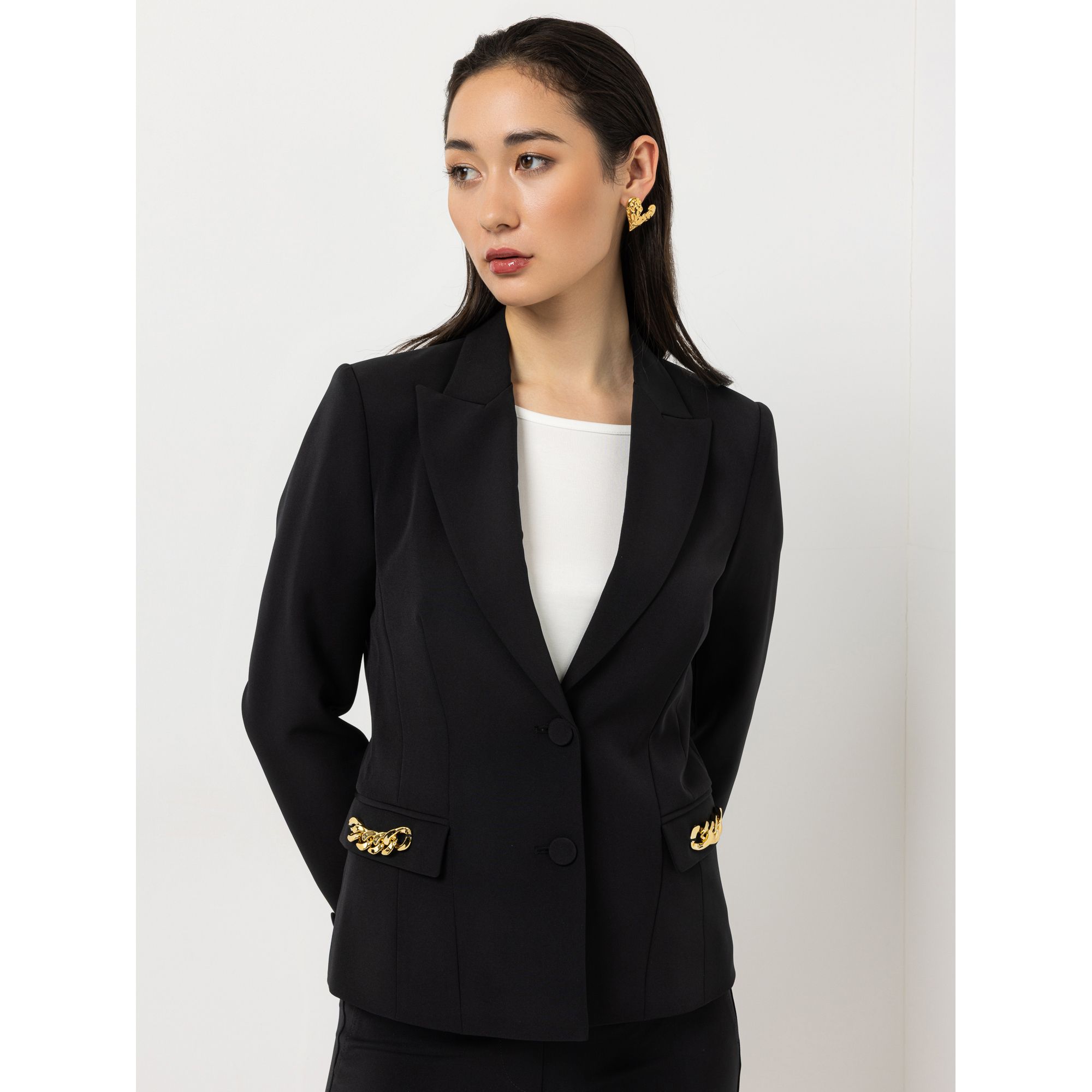 STEFFEN SCHRAUT Blazer Kettendetail bedrucktes Futter figurbetont