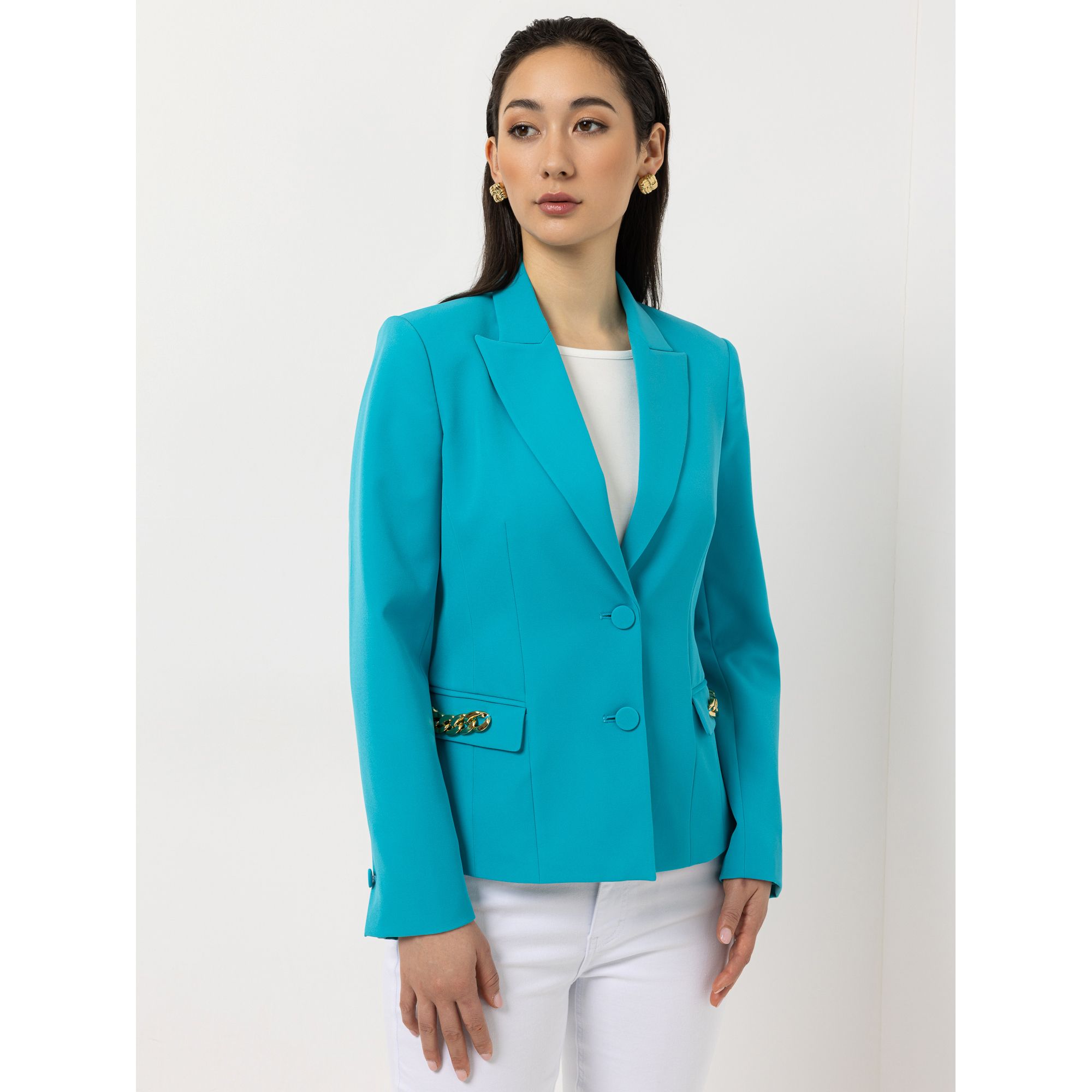 STEFFEN SCHRAUT Blazer Kettendetail bedrucktes Futter figurbetont
