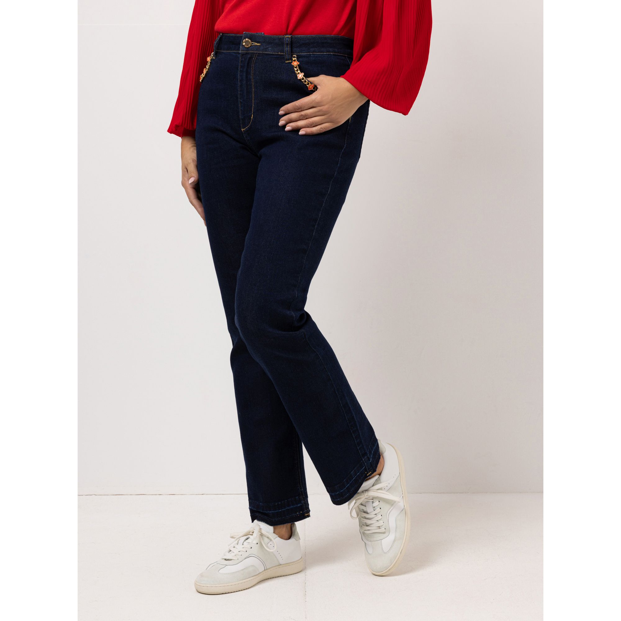 KILIAN KERNER SENSES Jeans, lange Form dekorative Ketten Super Stretch Bootcut