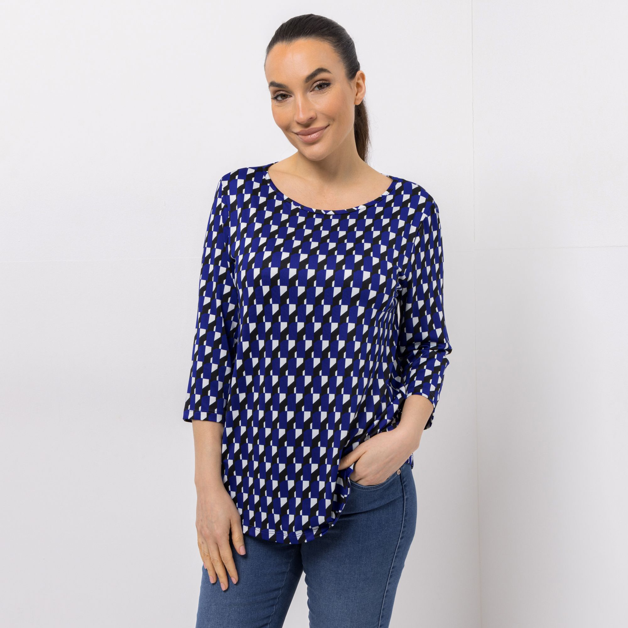 KIM & CO. Shirt, 3/4-Arm Brazil Knit Jersey Rundhalsausschnitt figurumspielend