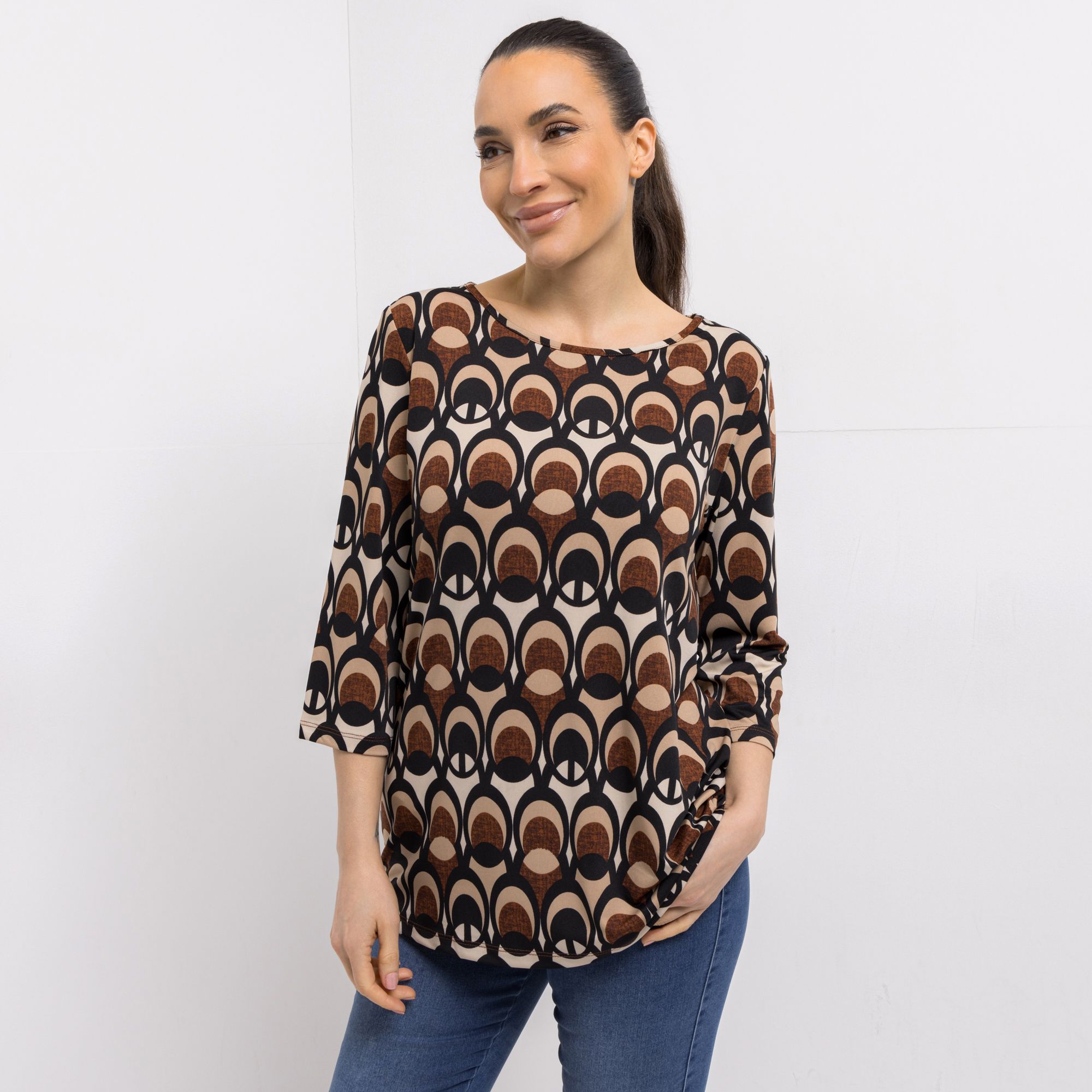 KIM & CO. Shirt, 3/4-Arm Brazil Knit Jersey Rundhalsausschnitt figurumspielend