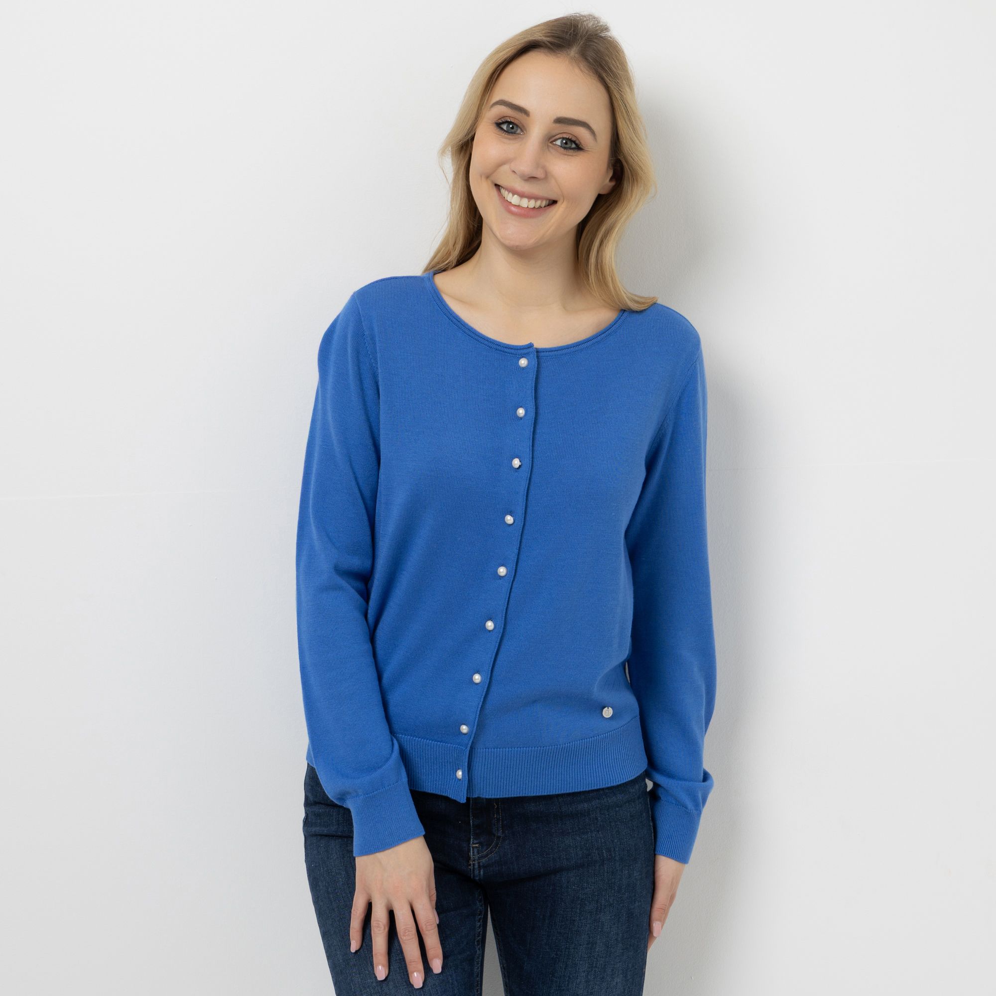 EVA LUTZ Cardigan Rundhalsausschnitt Knopfleiste figurumspielend