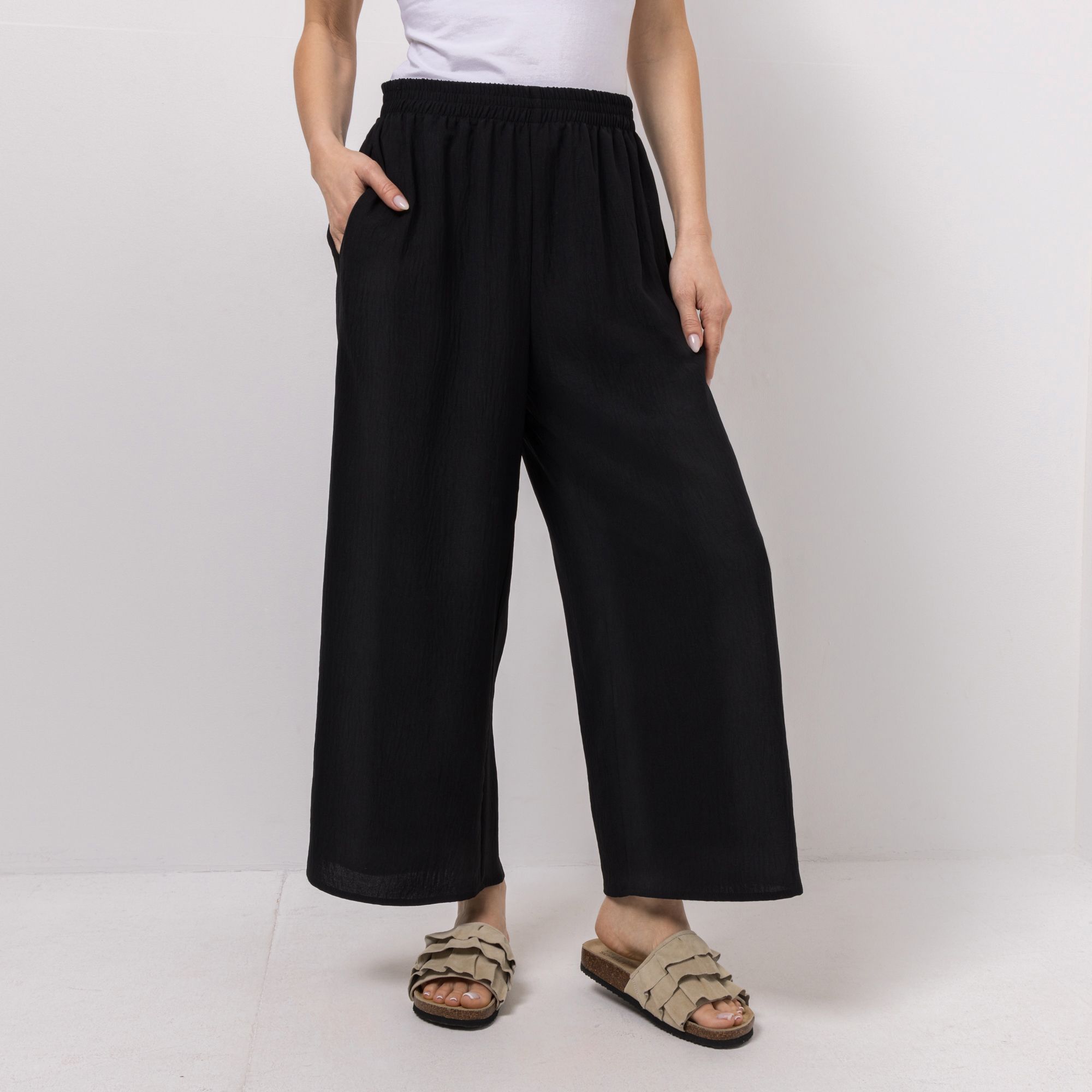 KIM & CO. Hose, 7/8-Länge Struktur-Popeline Rundumdehnbund weites Bein