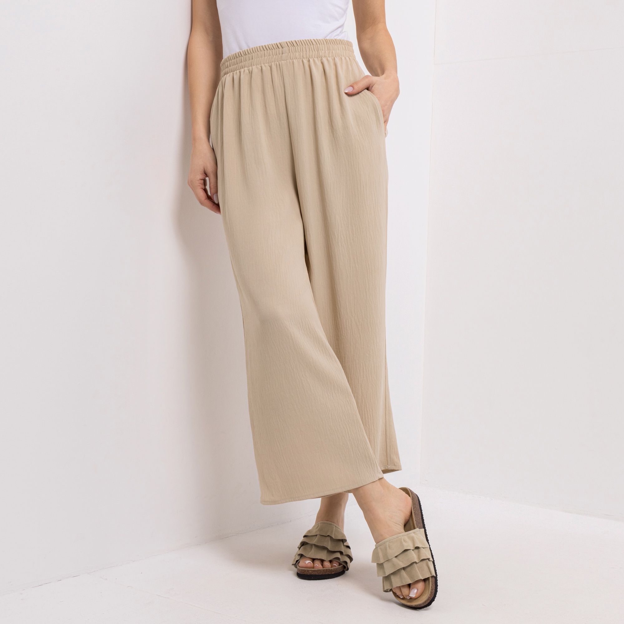 KIM & CO. Hose, 7/8-Länge Struktur-Popeline Rundumdehnbund weites Bein