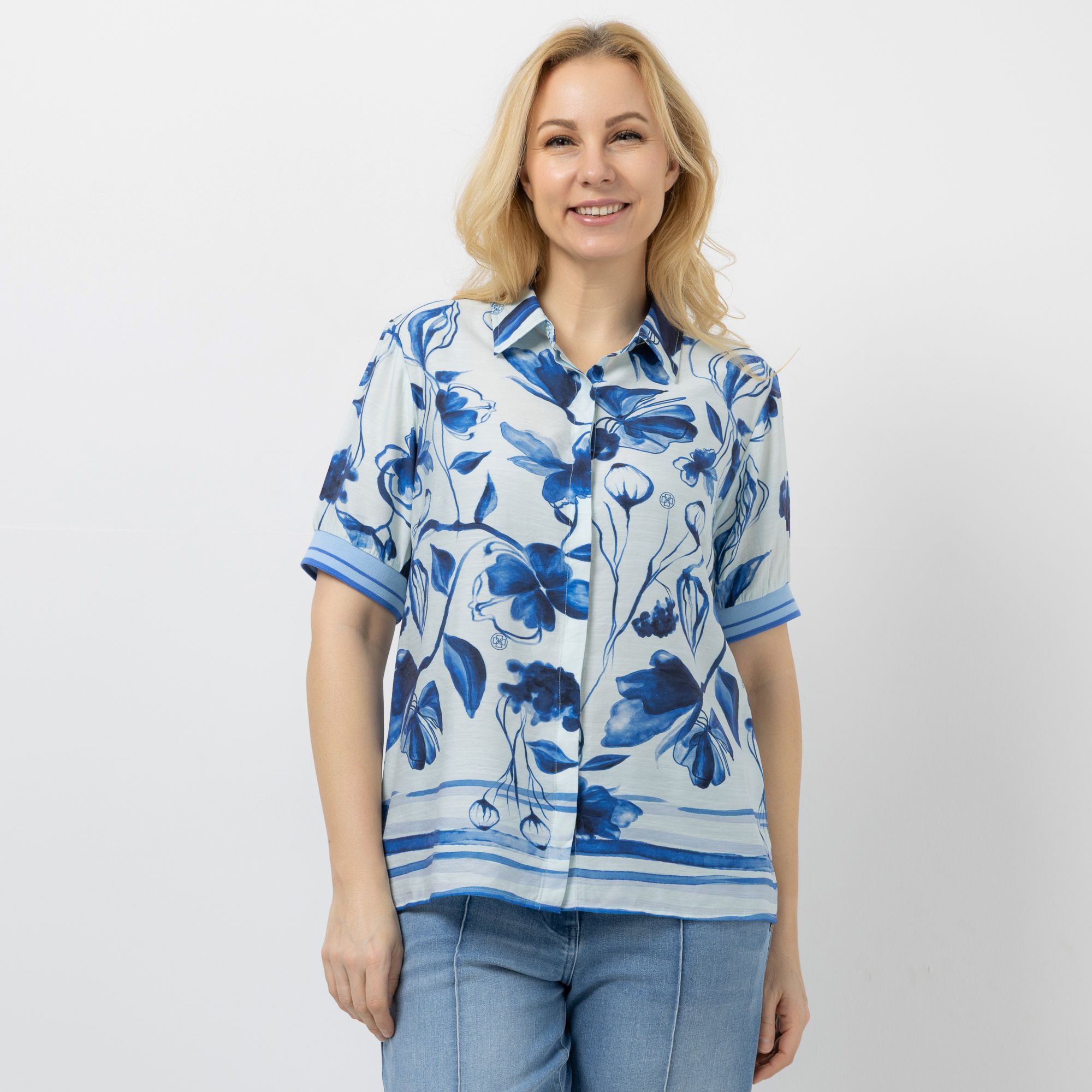 DAWID by Dawid Tomaszewski Bluse, 1/2 Arm Strickbündchen figurumspielend