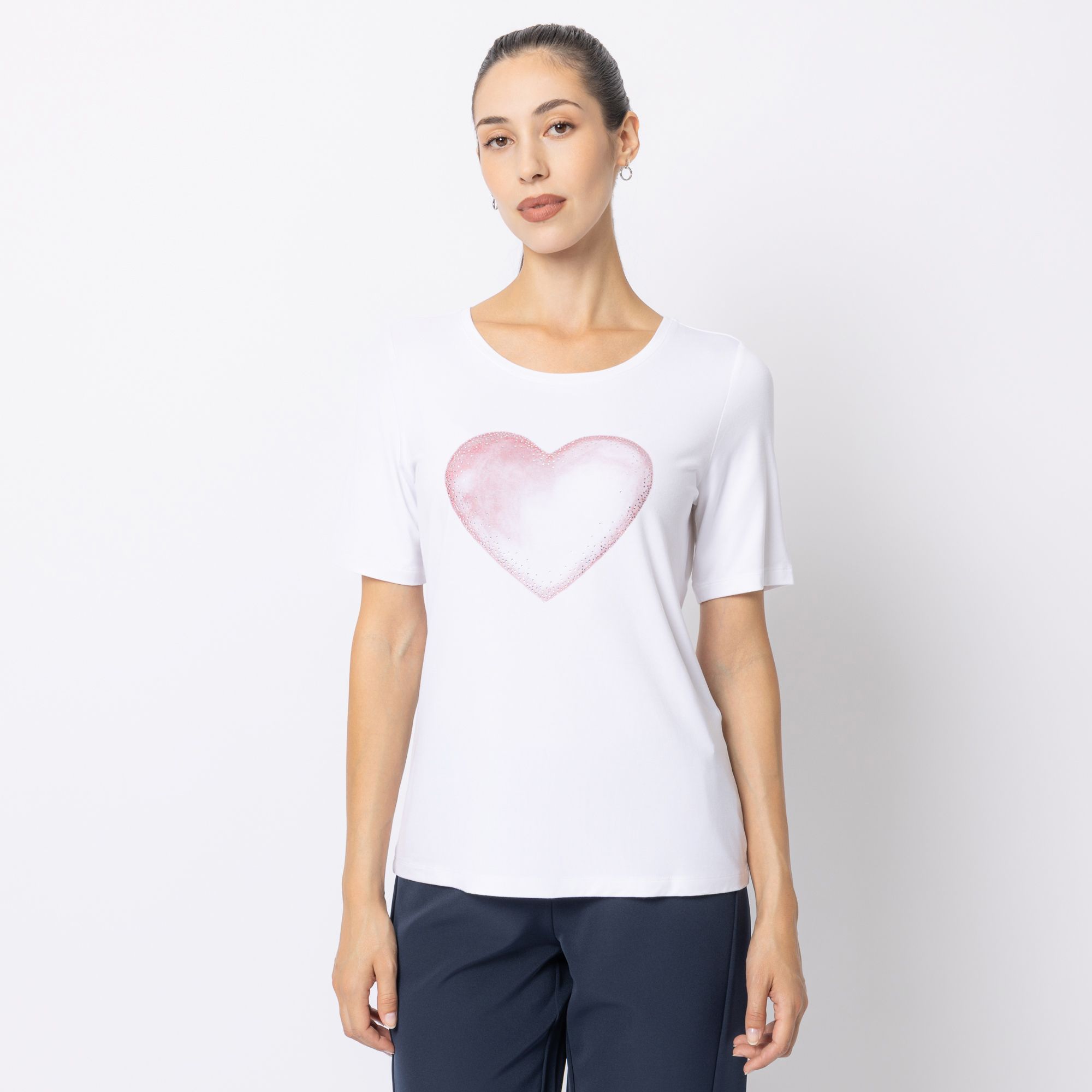 STEFFEN SCHRAUT Shirt, 1/2-Arm Rundhalsausschnitt Herz-Druck aus ECOVERO™ Viskose