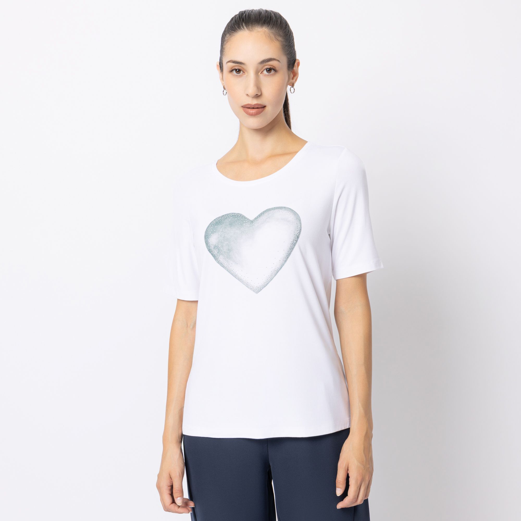 STEFFEN SCHRAUT Shirt, 1/2-Arm Rundhalsausschnitt Herz-Druck aus ECOVERO™ Viskose