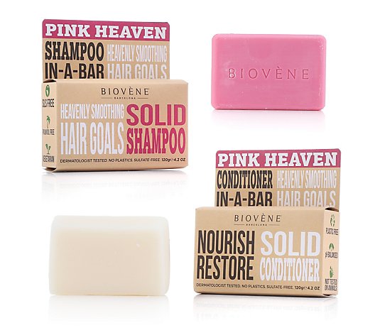 BIOVÈNE® Pink Heaven Nourish Restore festes Shampoo fester Conditioner je 120g