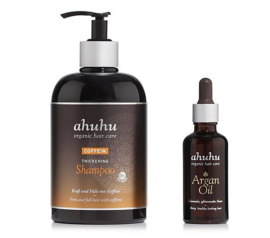 ahuhu organic hair care Coffein Shampoo 500ml & Argan Öl 50ml Sondergröße