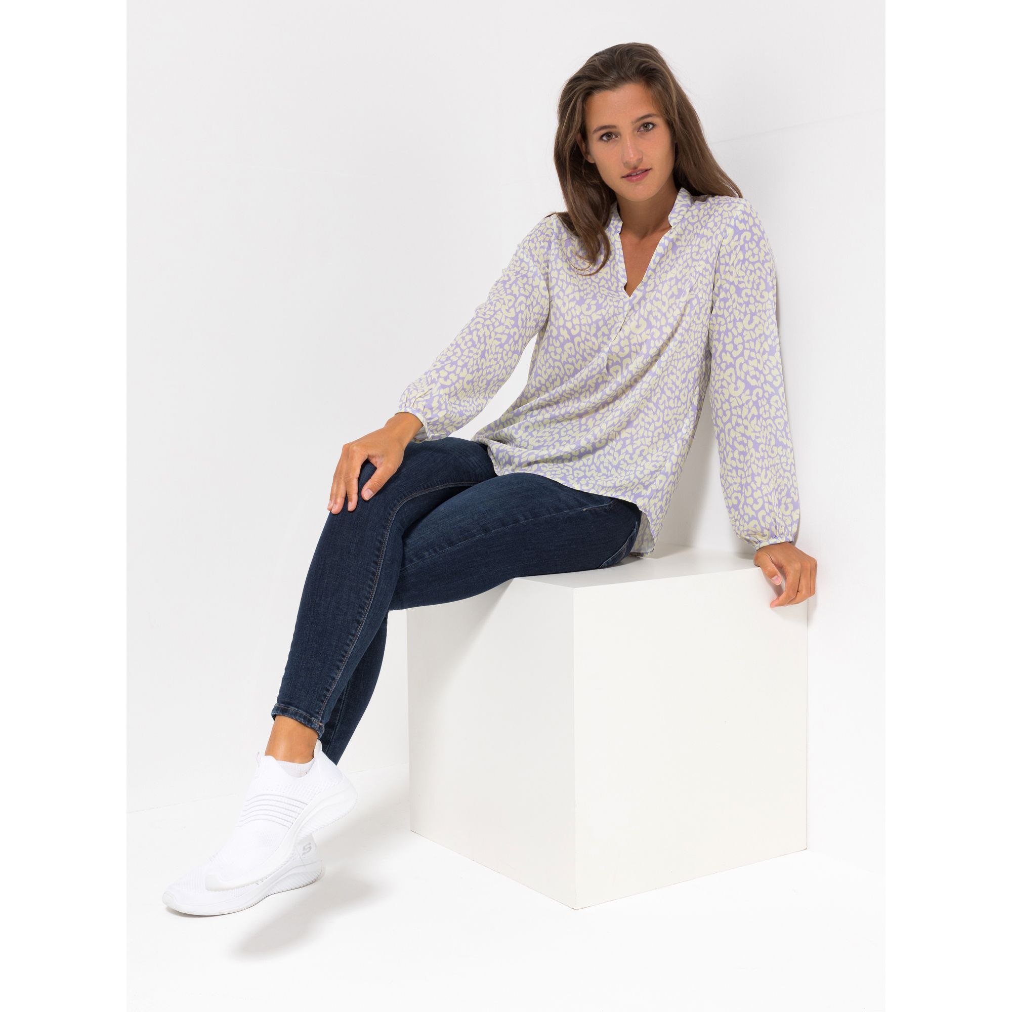 ICONIC by Marina Hoermanseder Bluse, 1/1-Arm Allover-Druck leger weit
